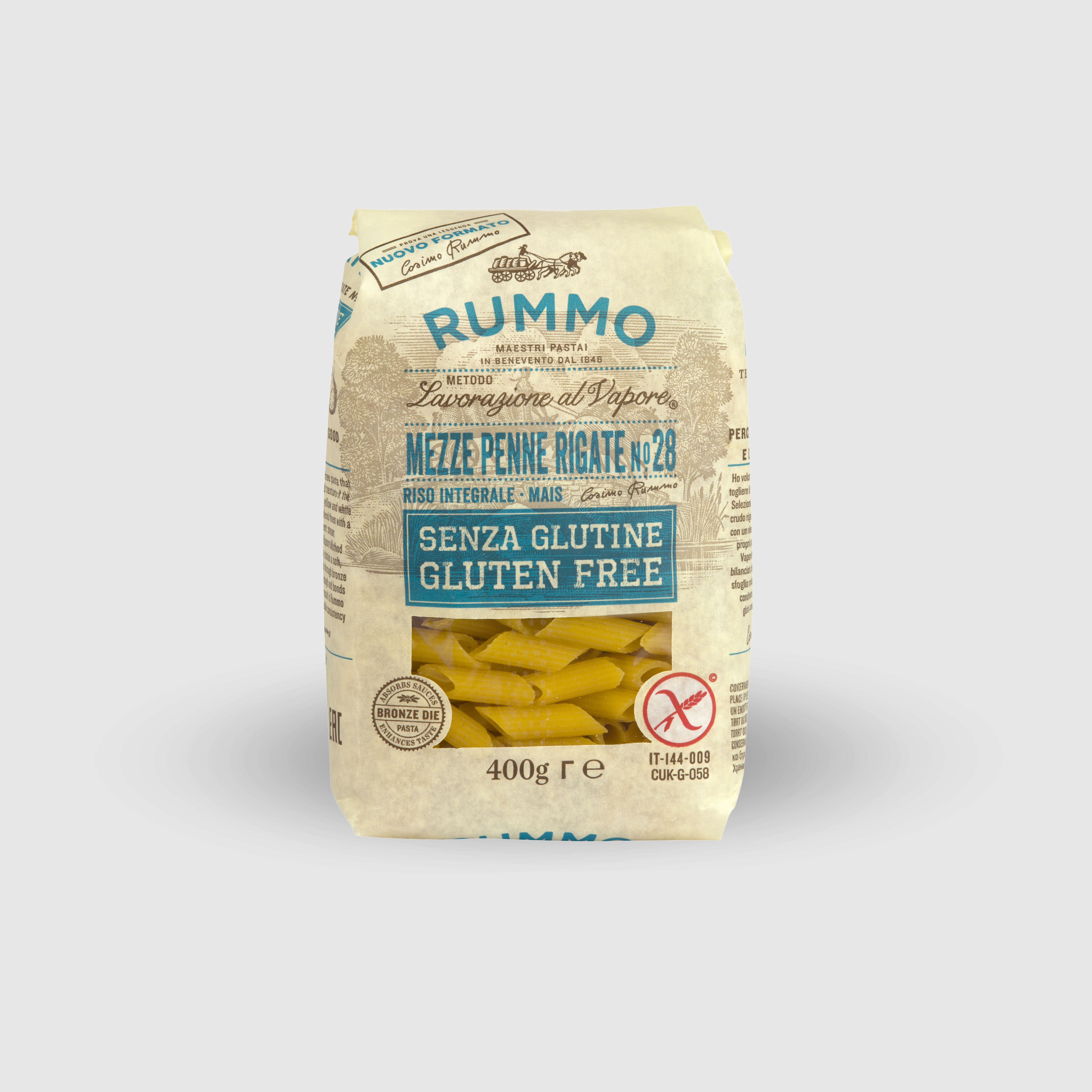 Mezze Penne Rigate n°28 Senza Glutine Rummo 400g