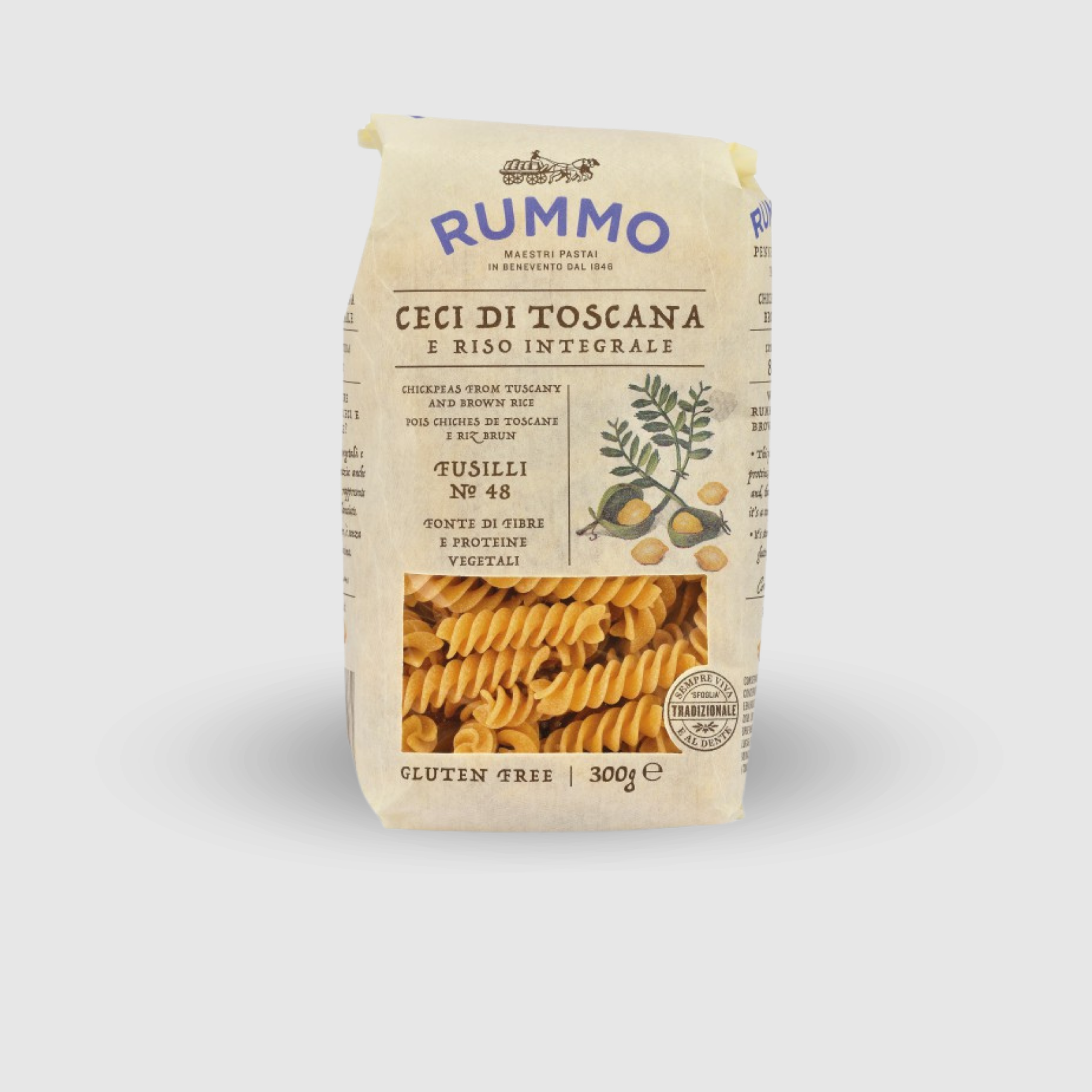 Fusilli ai Ceci di Toscana e Riso n°48 Senza Glutine Rummo 400g
