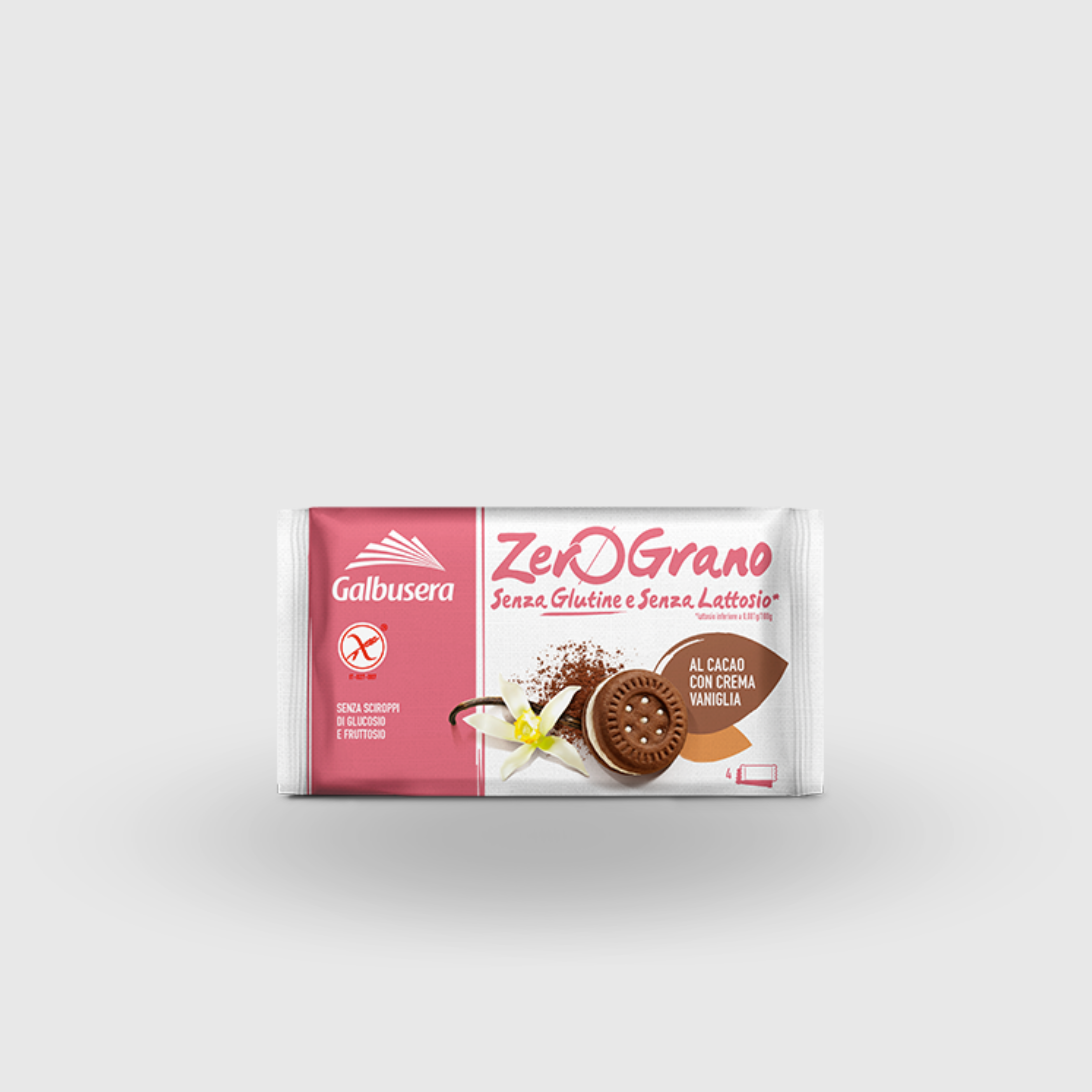 Galbusera Cocoa and Vanilla Cream Biscuits Zerograno 160g Gluten Free and Lactose Free