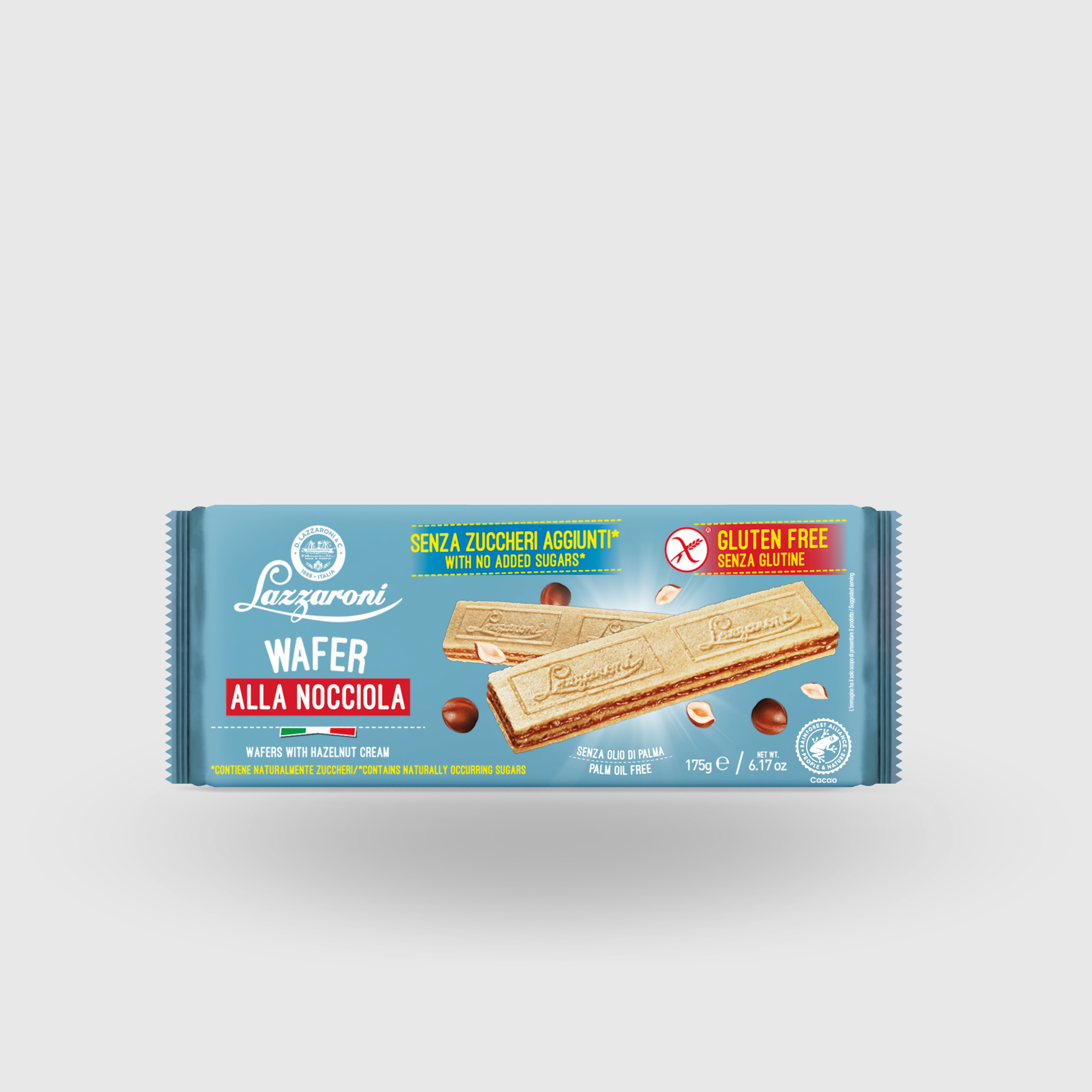 Wafer Nocciola Lazzaroni Senza Glutine e senza zuccheri aggiunti 175g