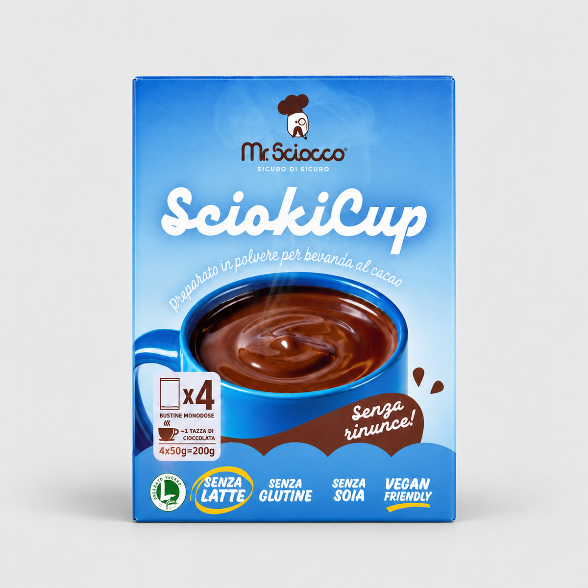 Sciokicup Trinkschokolade 200g (4x50g) Glutenfrei und Milchfrei Vegan