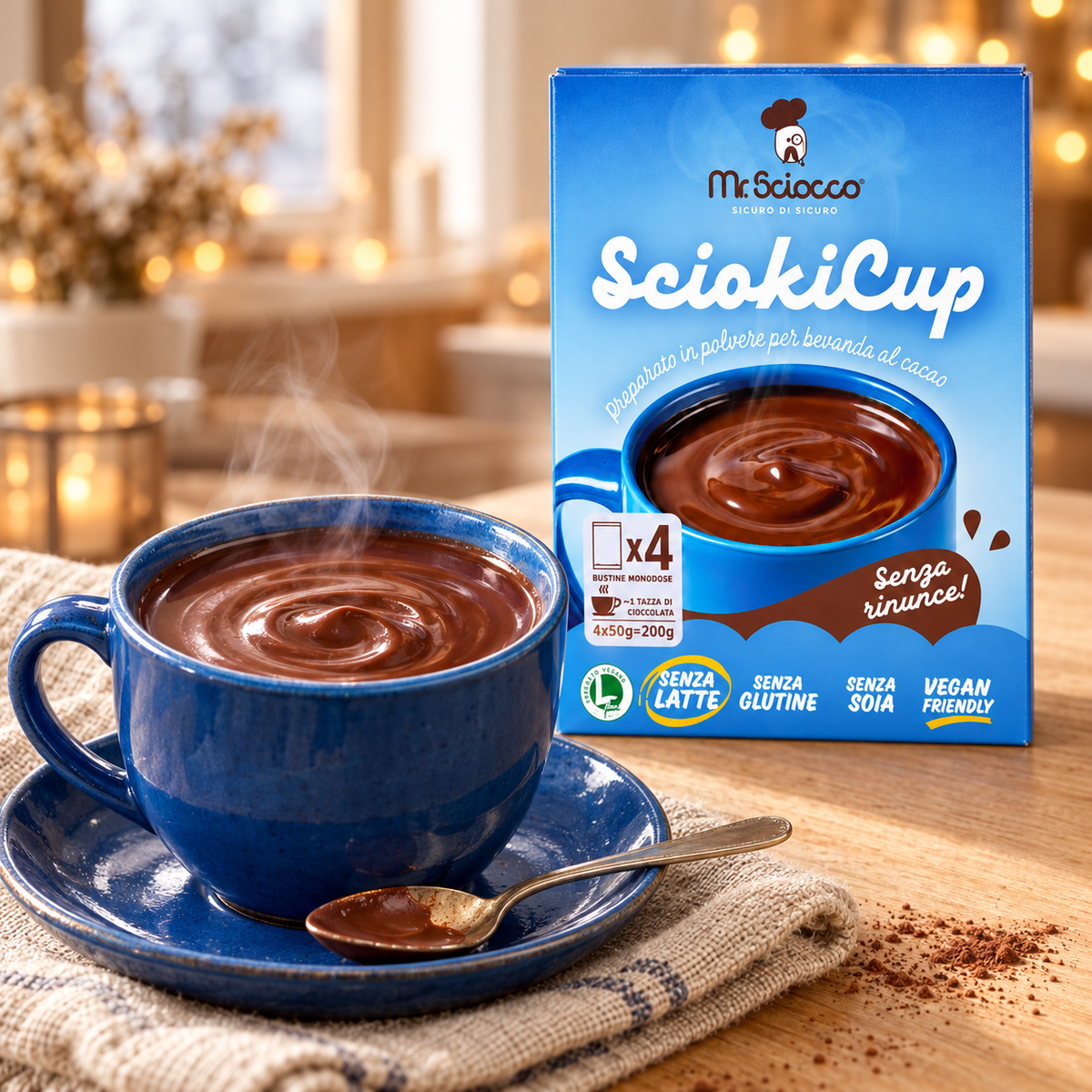 Sciokicup Trinkschokolade 200g (4x50g) Glutenfrei und Milchfrei Vegan