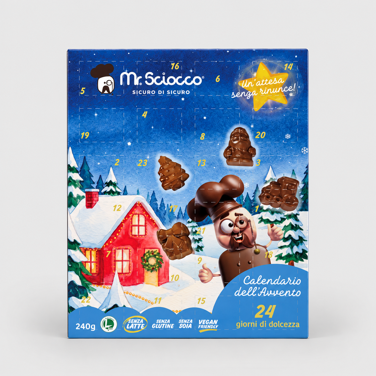 Advent Calendar 240g (24 mini bars x10g) Gluten-Free and Lactose-Free Vegan