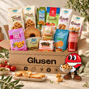 Box Aperitivo Senza Domande Glusen con taralli freselle e grissini senza glutine