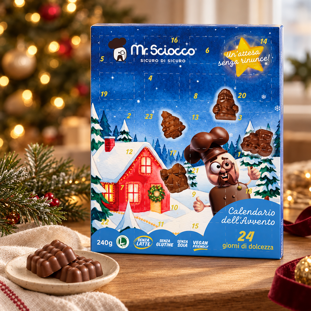 Advent Calendar 240g (24 mini bars x10g) Gluten-Free and Lactose-Free Vegan
