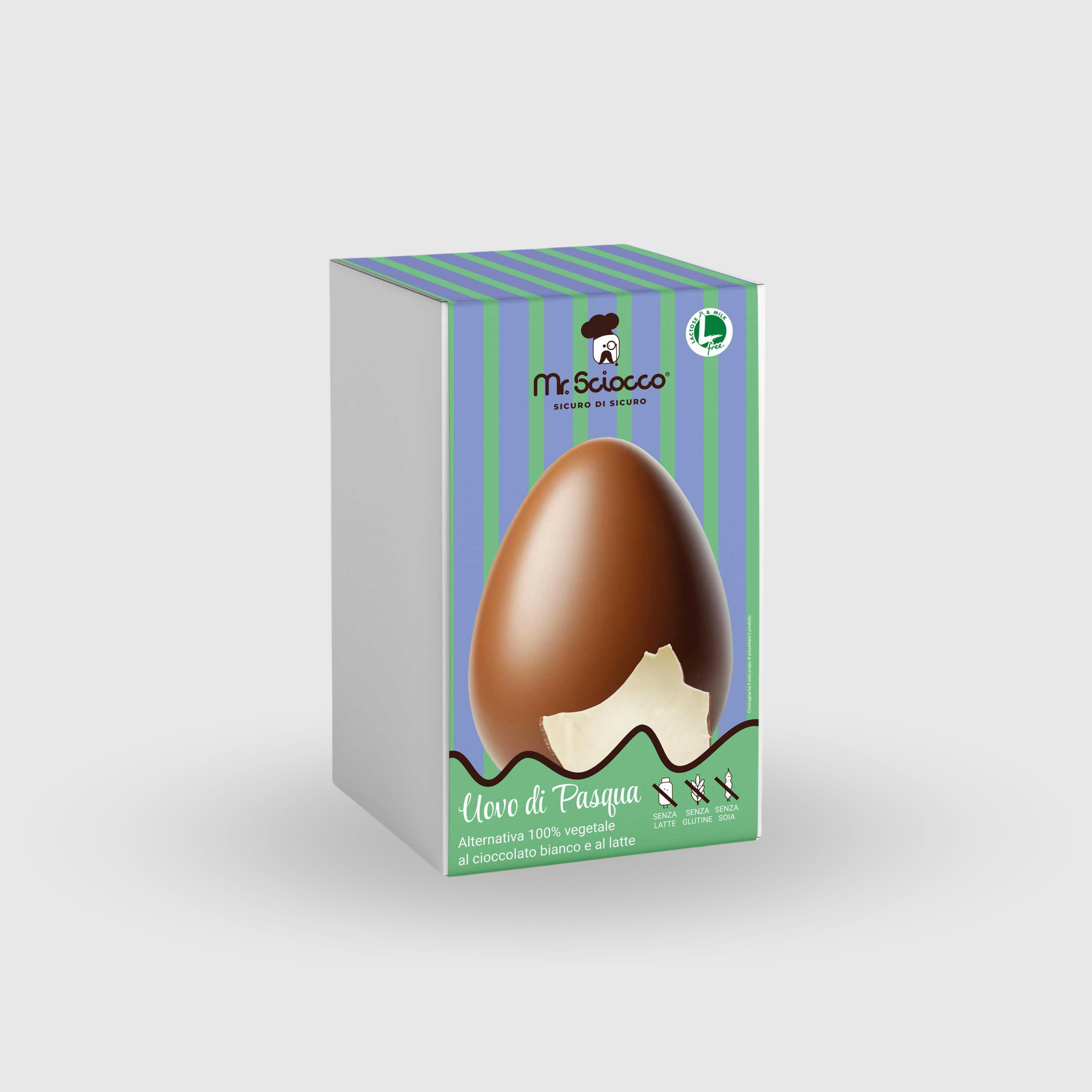 Uovo di Pasqua Bigusto al Cioccolato Bianco e al Latte Senza Glutine e Senza Latte Vegano Mr Sciocco 300g