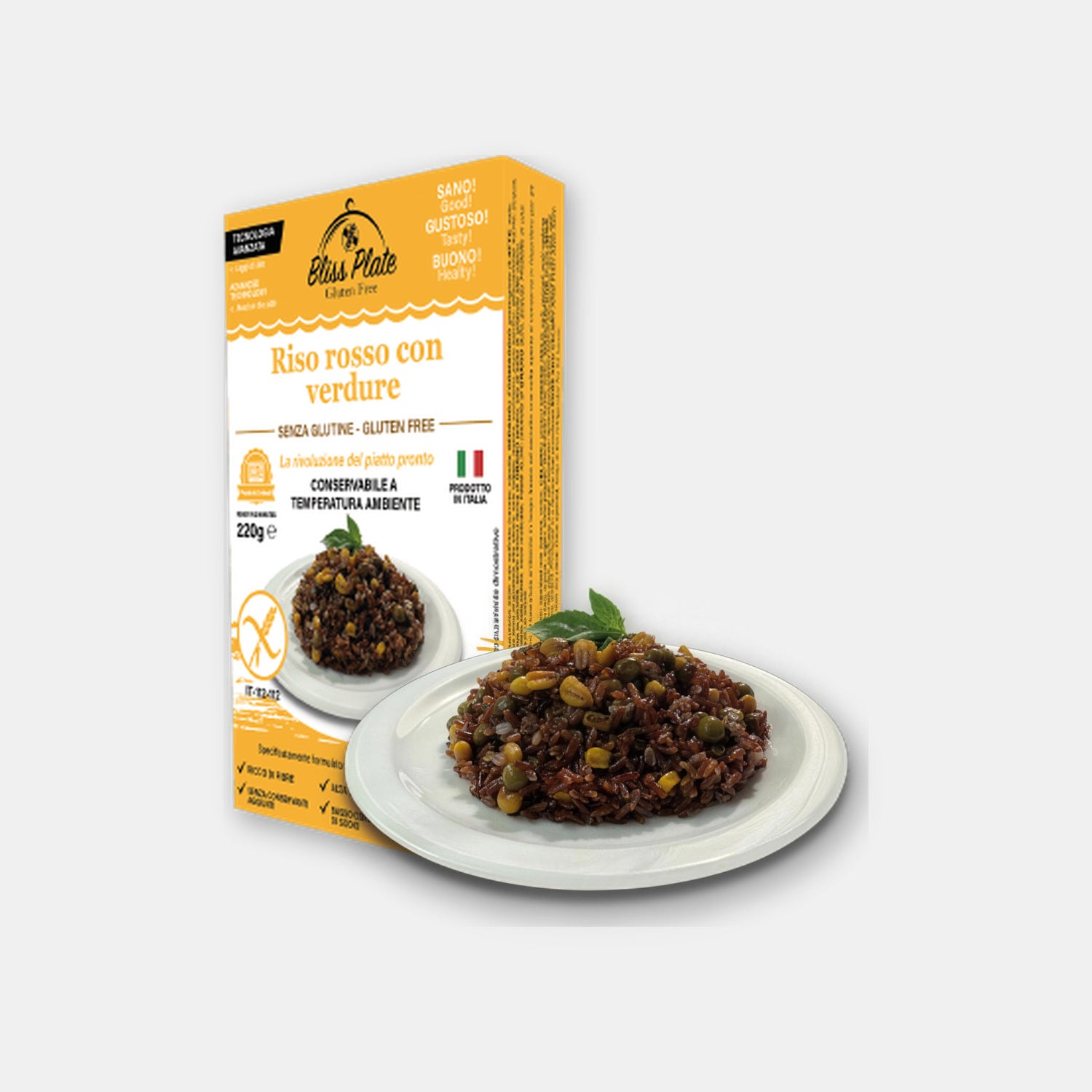 Bliss Plate Riso Rosso con Verdure senza glutine 220g confezione