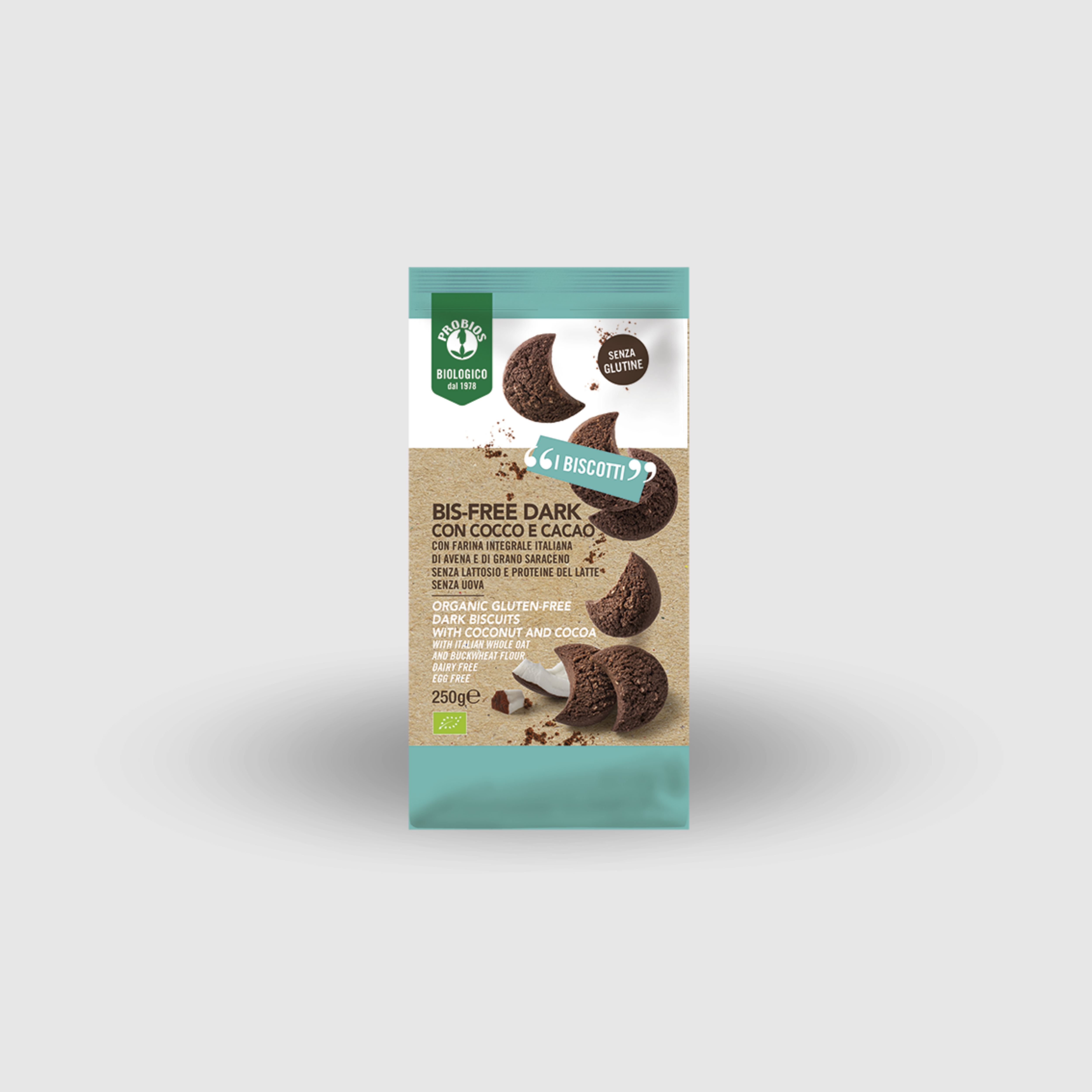 Biscuits noirs Bisfree à la noix de coco et au cacao sans gluten