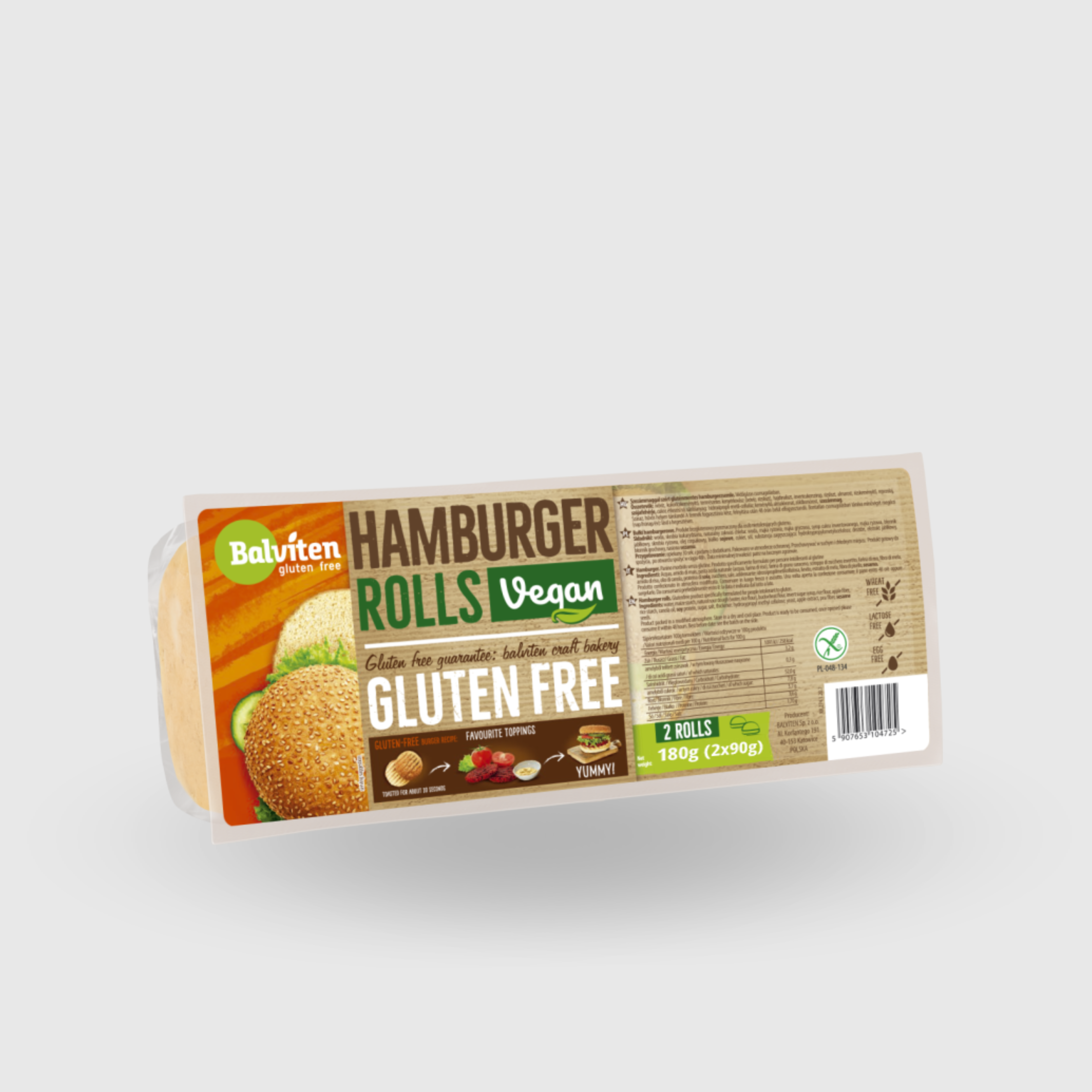 Pain à hamburger végétalien sans gluten Balviten au sésame 2x75g