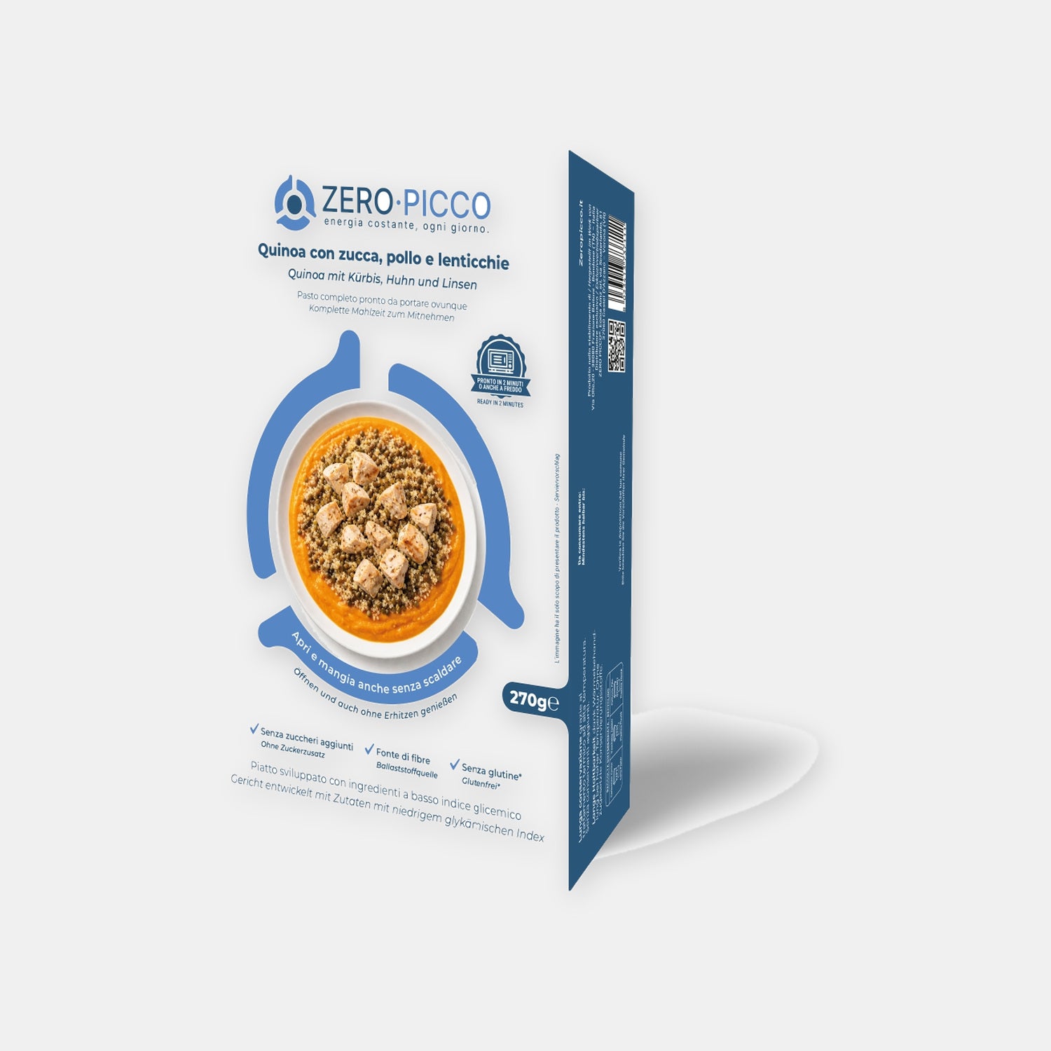 Zero Picco Quinoa con Zucca Pollo e Lenticchie senza glutine 270g confezione