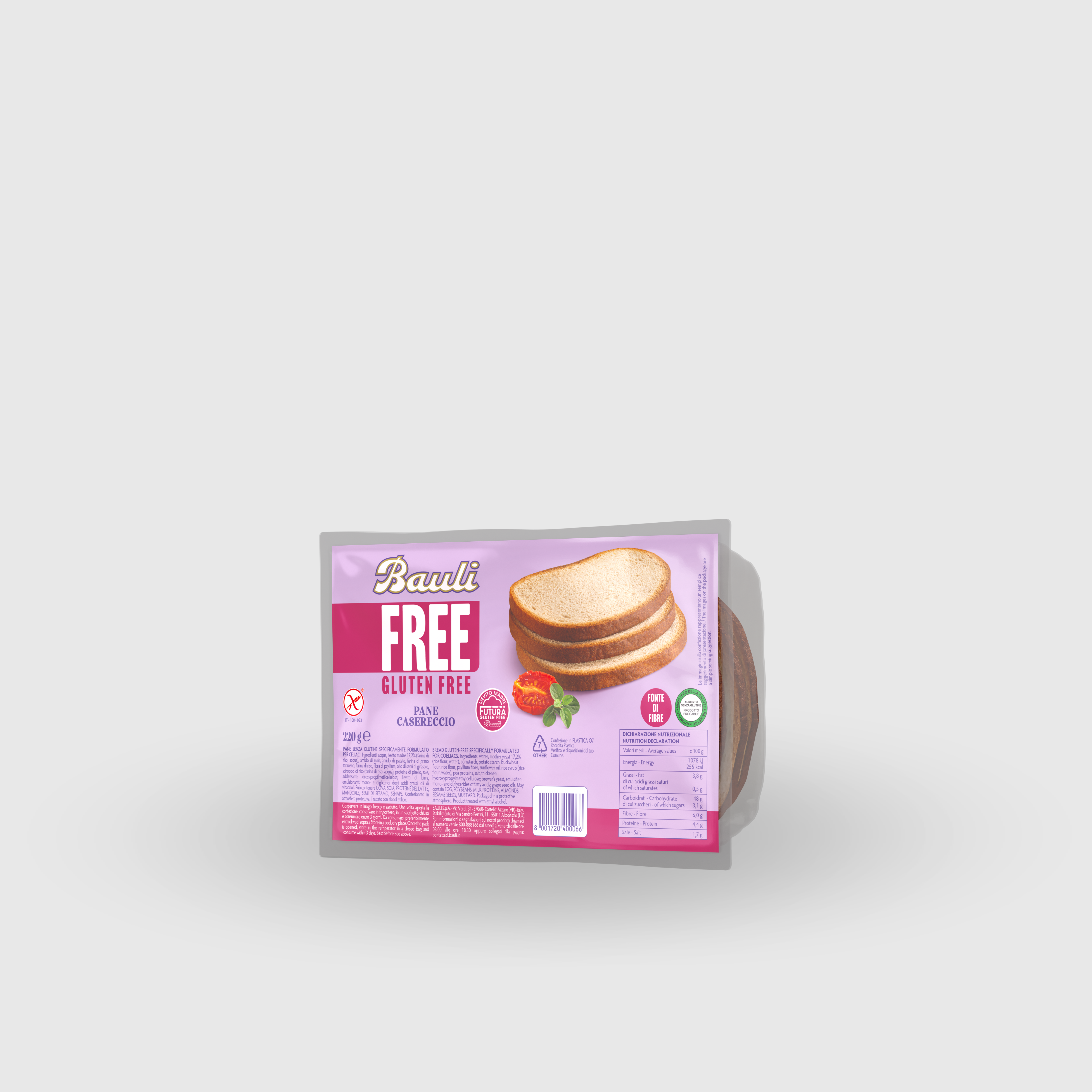 Pane Casereccio Bauli Senza Glutine 220g