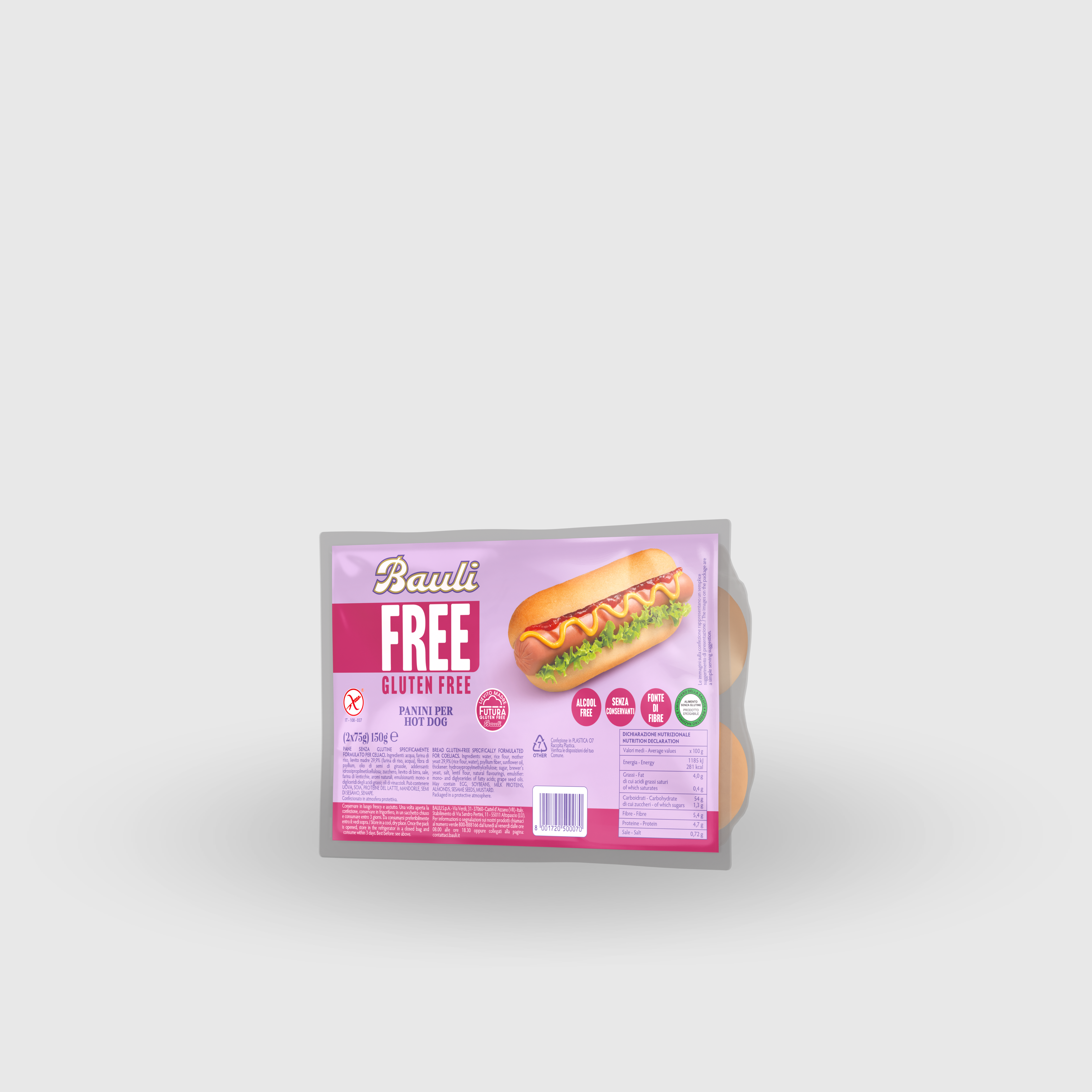 Panini Hot Dog Bauli Senza Glutine 150g