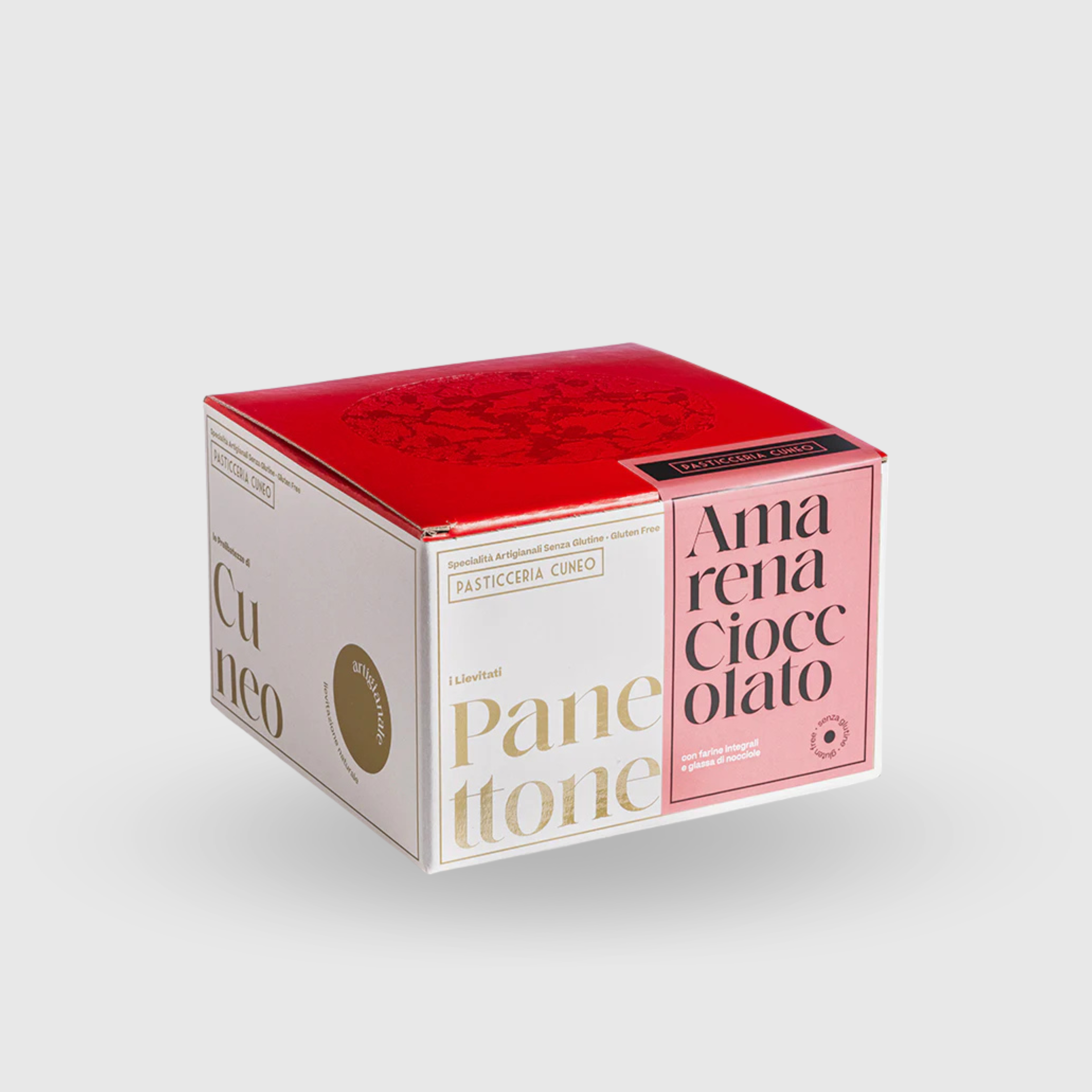 Artisan Panettone with Wholemeal Flour, Black Cherries and Chocolate, Gluten-Free and Lactose-Free, Cuneo Pastry Shop, 500g