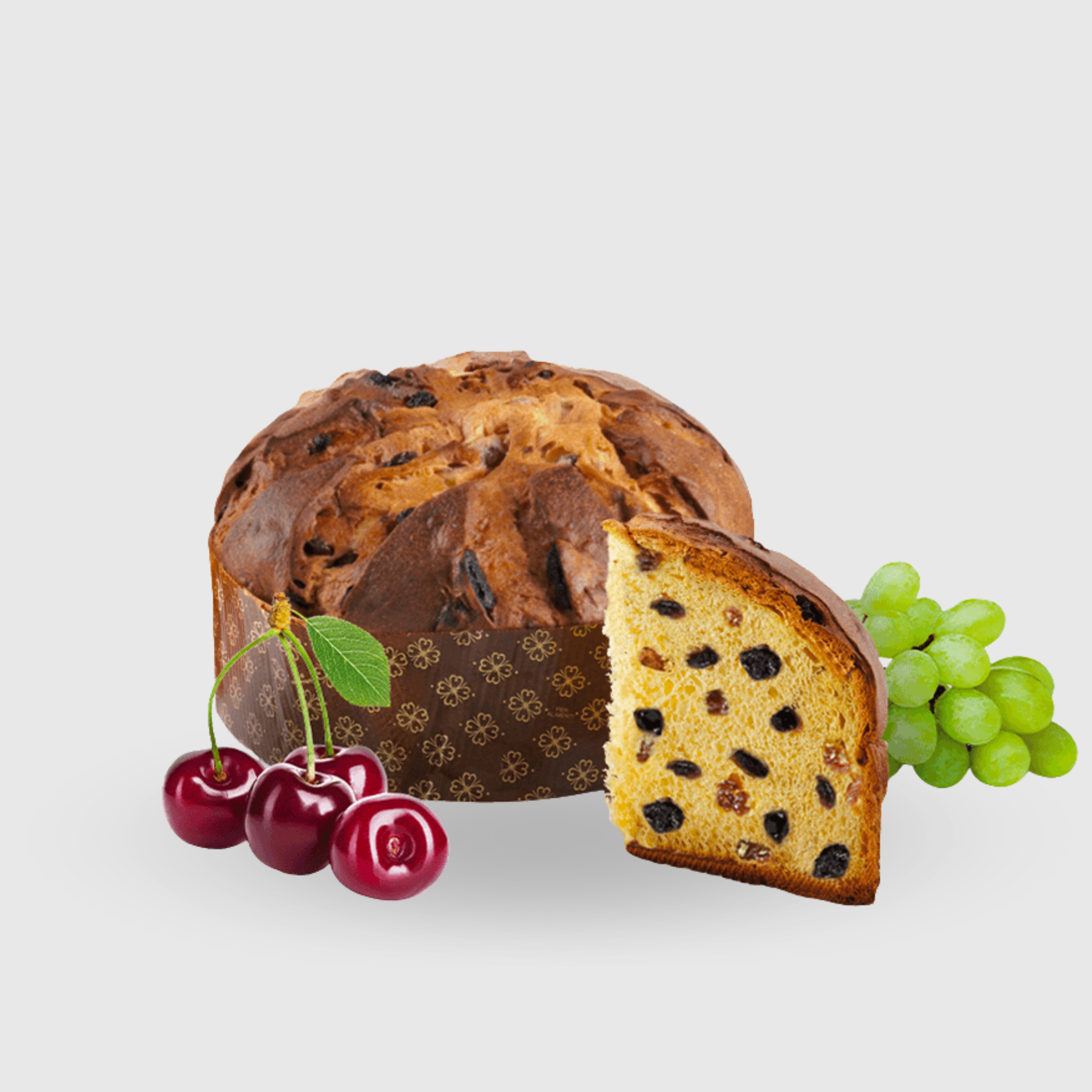 Handgemachter Panettone mit Vollkornmehlen, Sauerkirschen und Schokolade Glutenfrei und Laktosefrei Konditorei Cuneo 500g