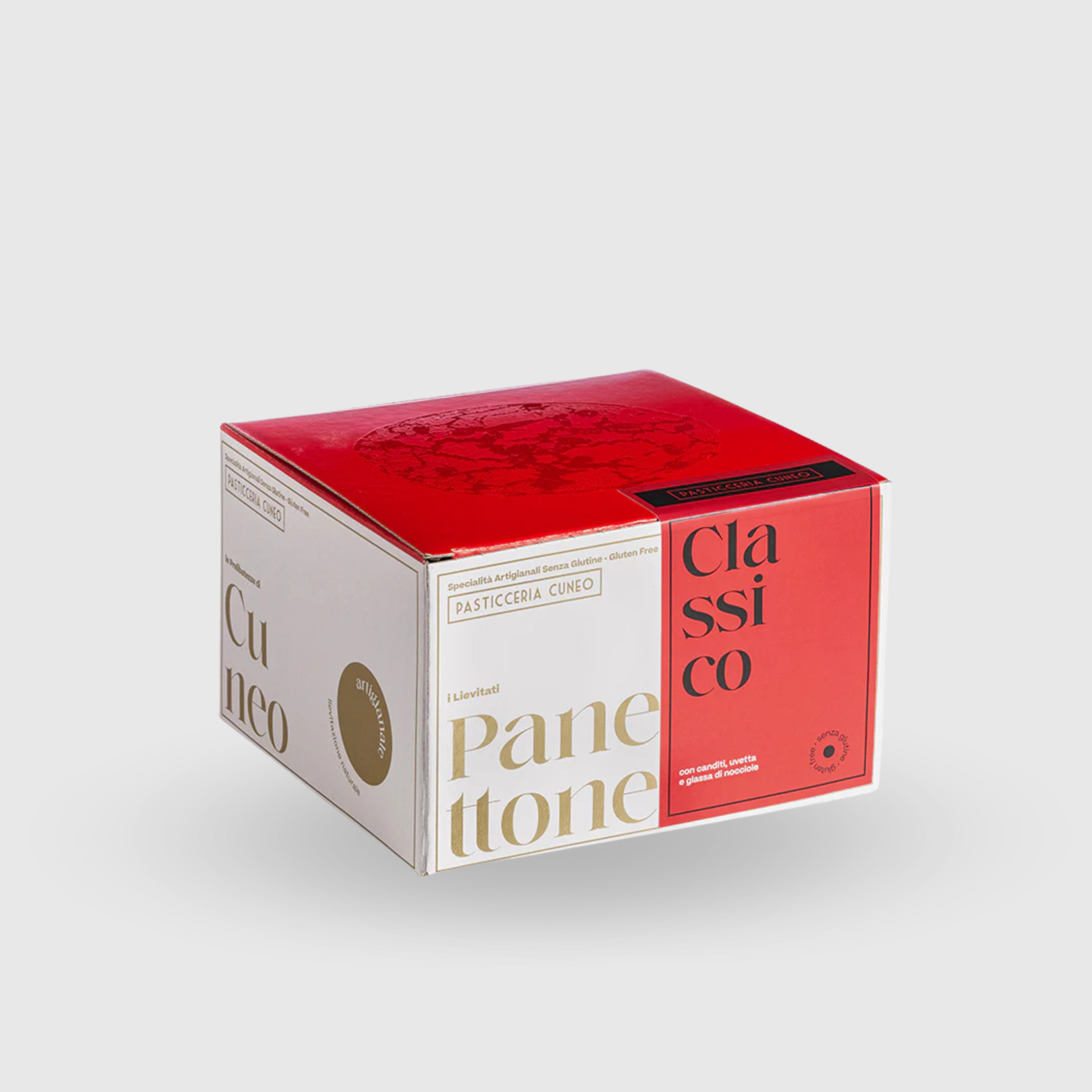 Classic Artisan Panettone with Raisins and Candied Fruit, Gluten-Free and Lactose-Free, Cuneo Pastry Shop, 500g