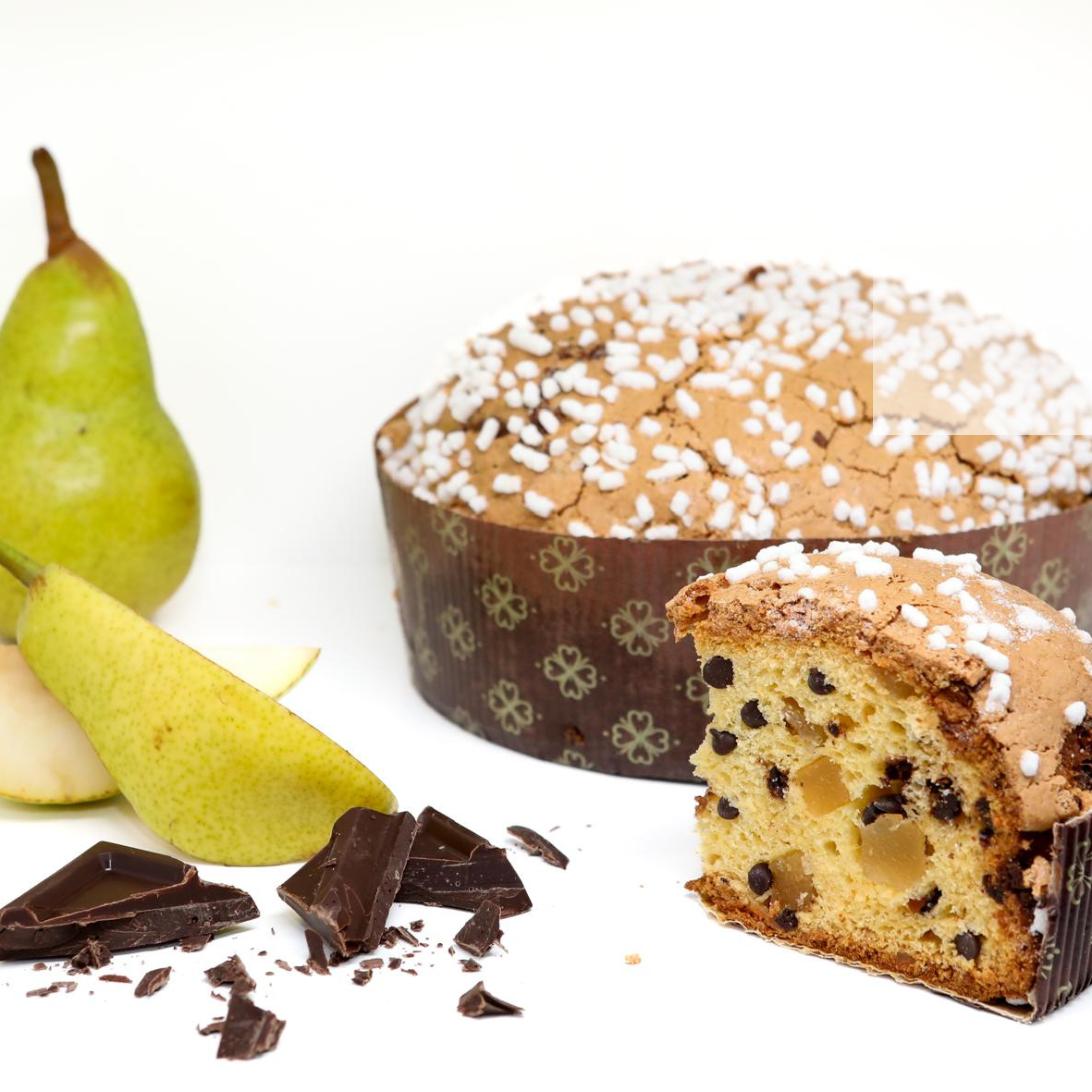 Artisan Panettone with Pears and Chocolate Chips, Gluten-Free and Lactose-Free, Cuneo Pastry Shop, 500g