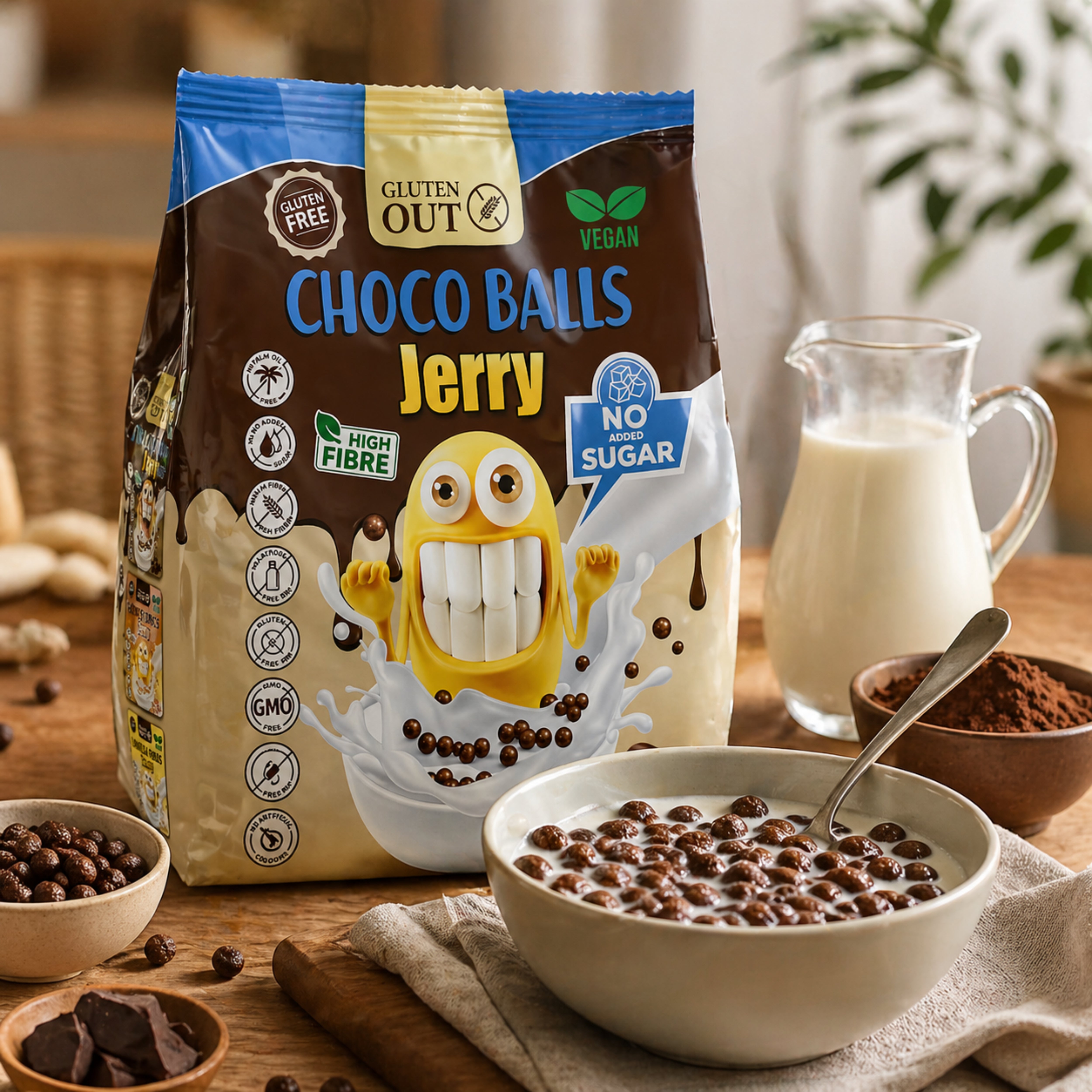 Choco Balls Cereali Senza Glutine Senza Zuccheri Vegan Senza Latte Senza Uova Jerry 375g