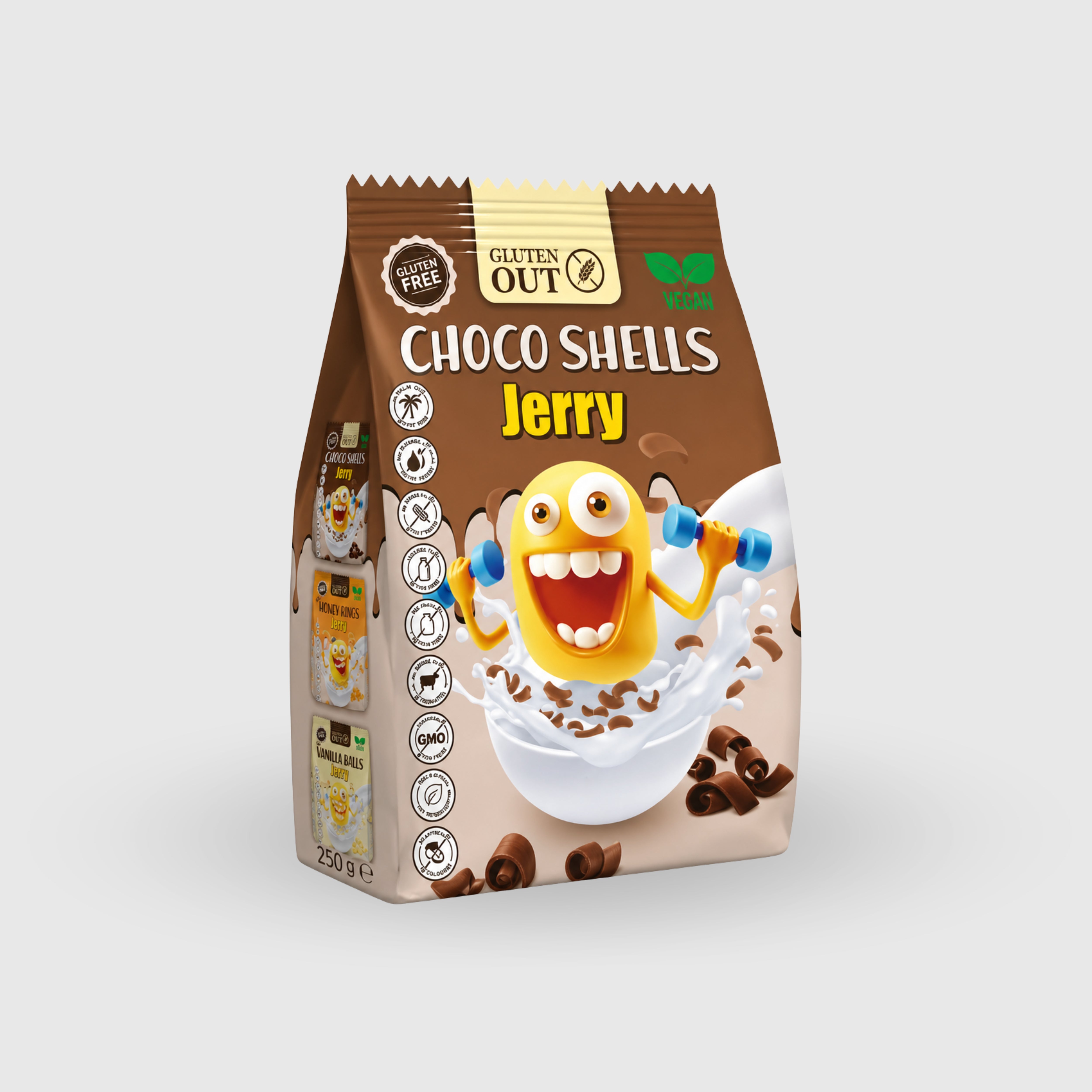 Choco Shells Cereali Senza Glutine Vegan Senza Latte Senza Uova Jerry 375g
