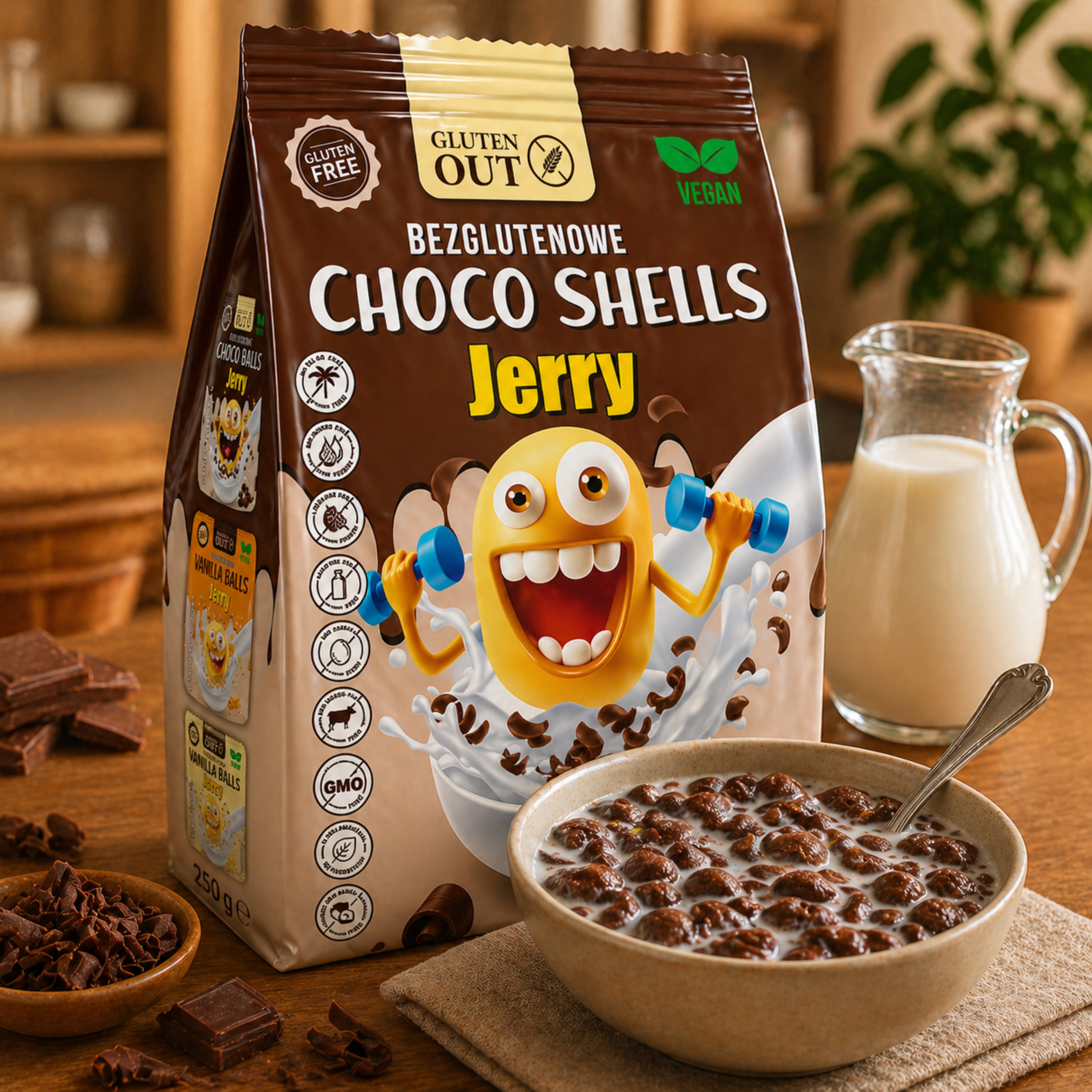 Choco Shells Cereali Senza Glutine Vegan Senza Latte Senza Uova Jerry 375g
