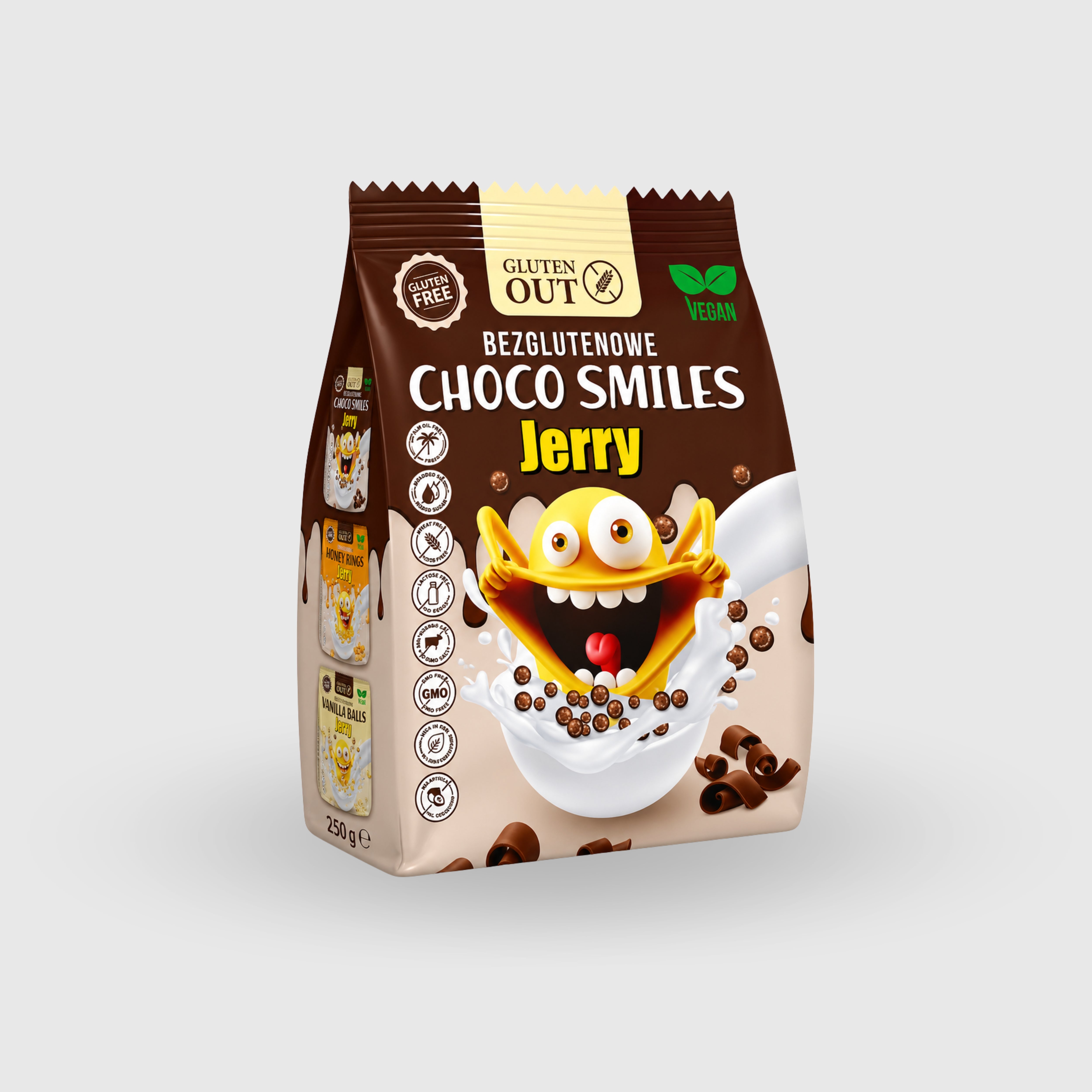 Choco Smiles Cereali Senza Glutine Vegan Senza Latte Senza Uova Jerry 375g