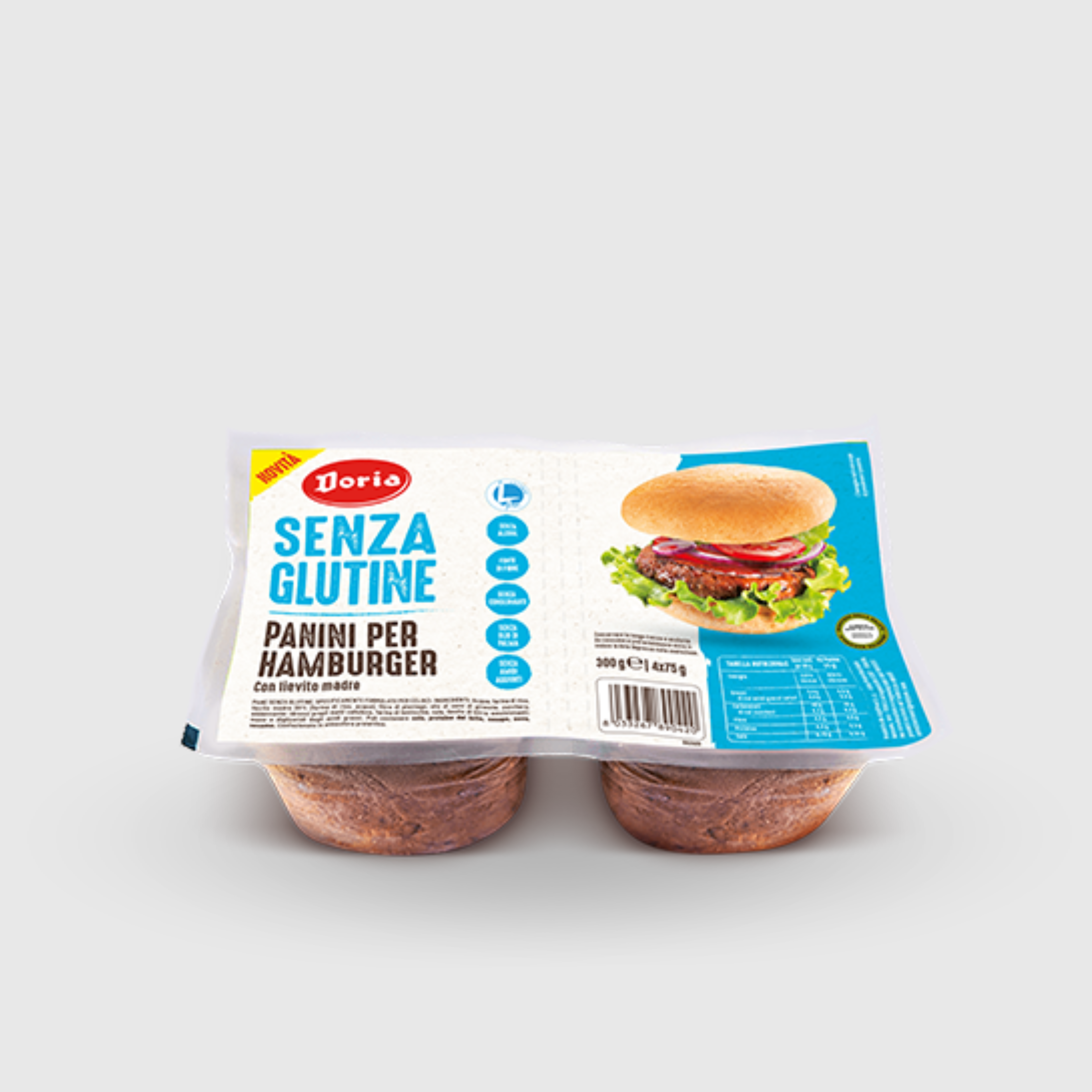 Pains à hamburger Doria sans gluten et sans lactose 4x75g