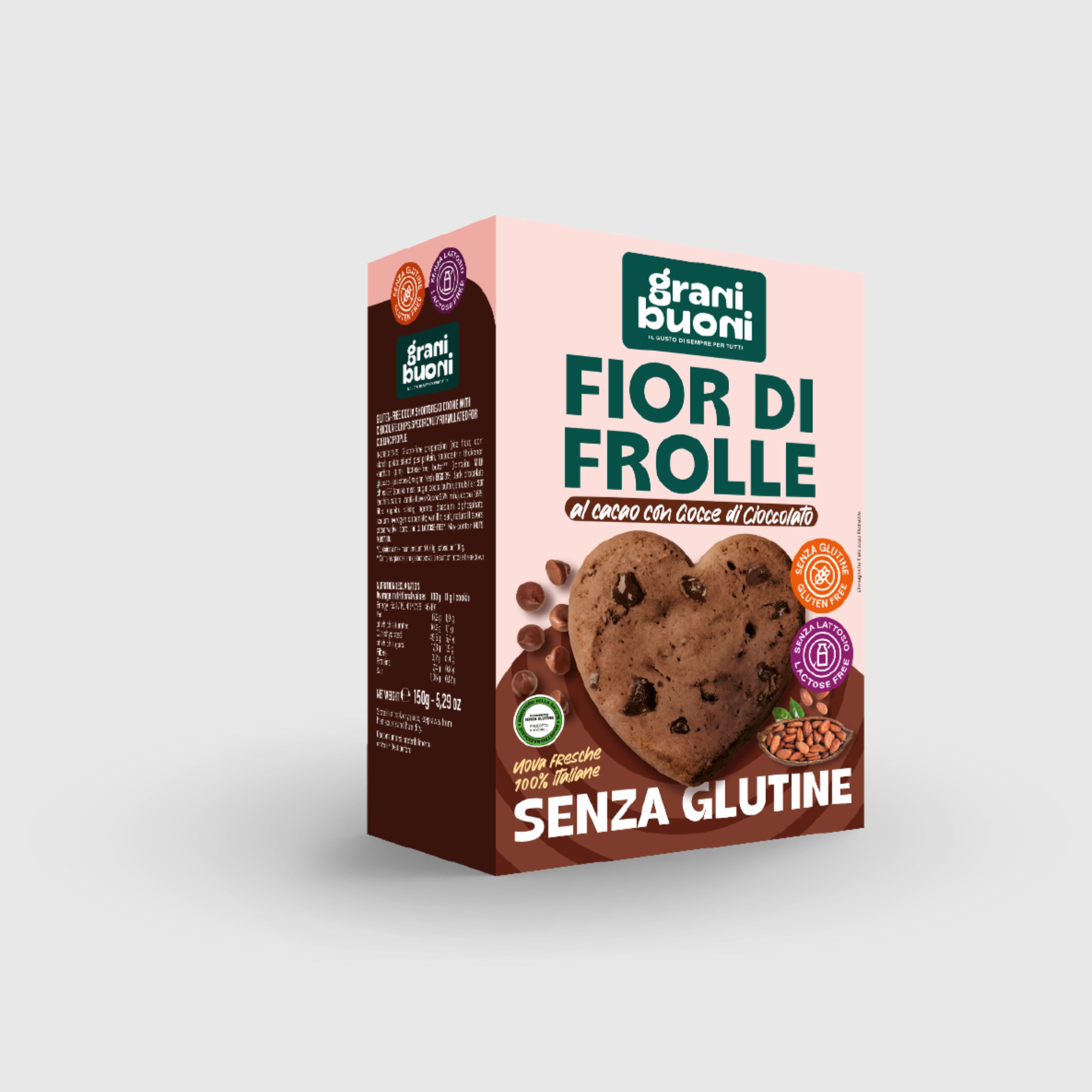 Fior di Frolle Cacao e Gocce di Cioccolato Senza Glutine e Senza Lattosio Granibuoni 150g
