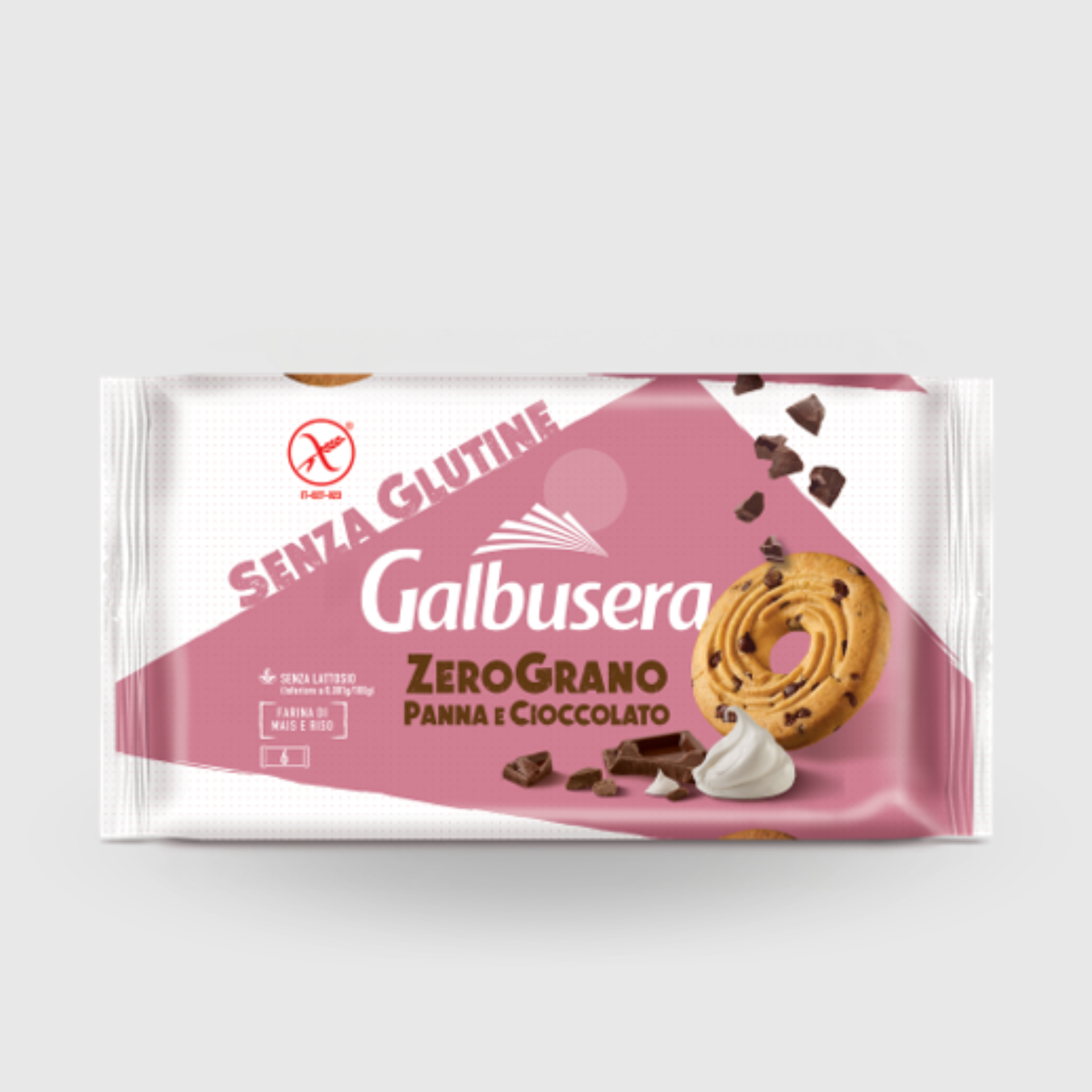 Galbusera Cream and Chocolate Chip Cookies Zerograno 220g Gluten Free and Lactose Free