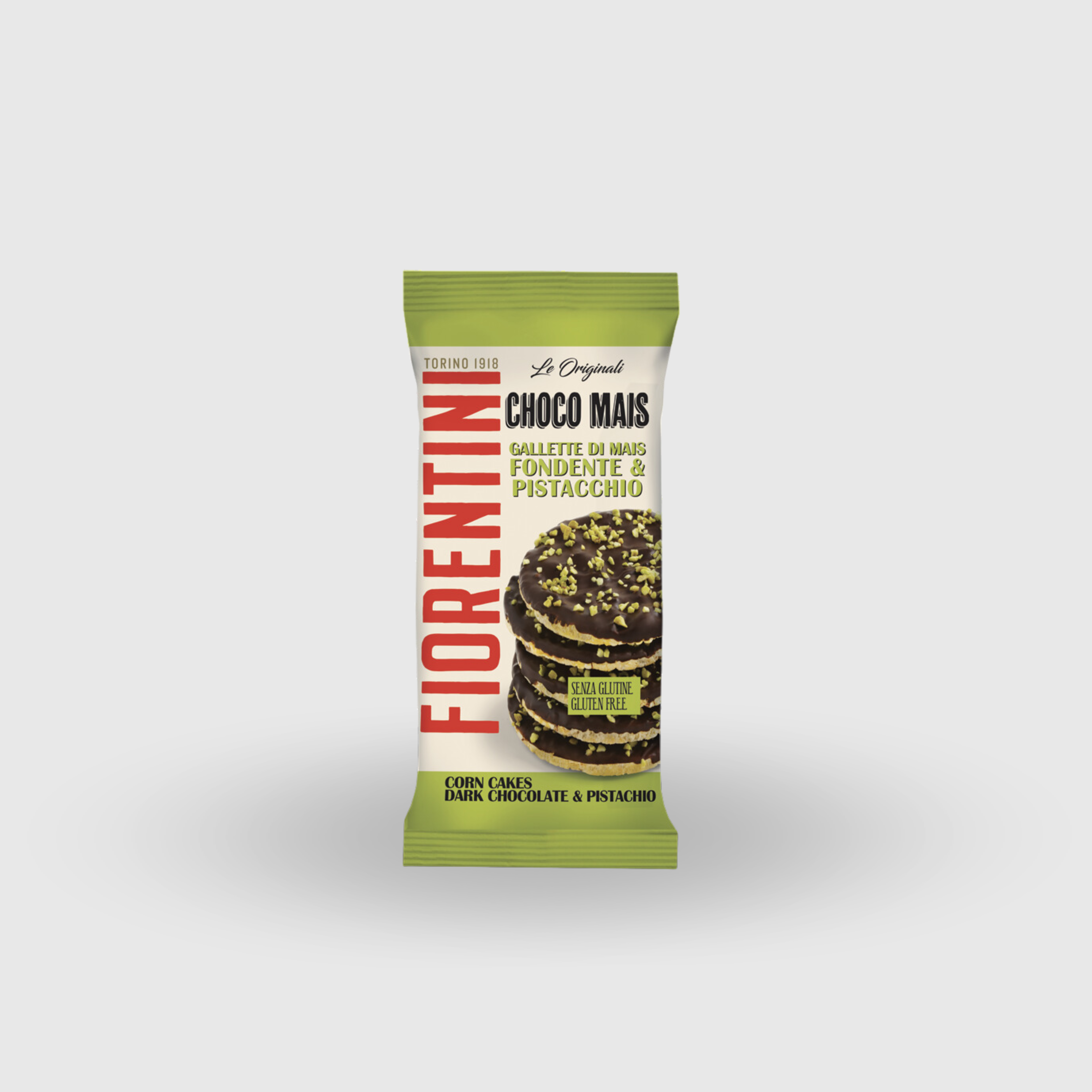 Galettes de maïs enrobées de chocolat noir et de grains de pistaches 72g Sans gluten