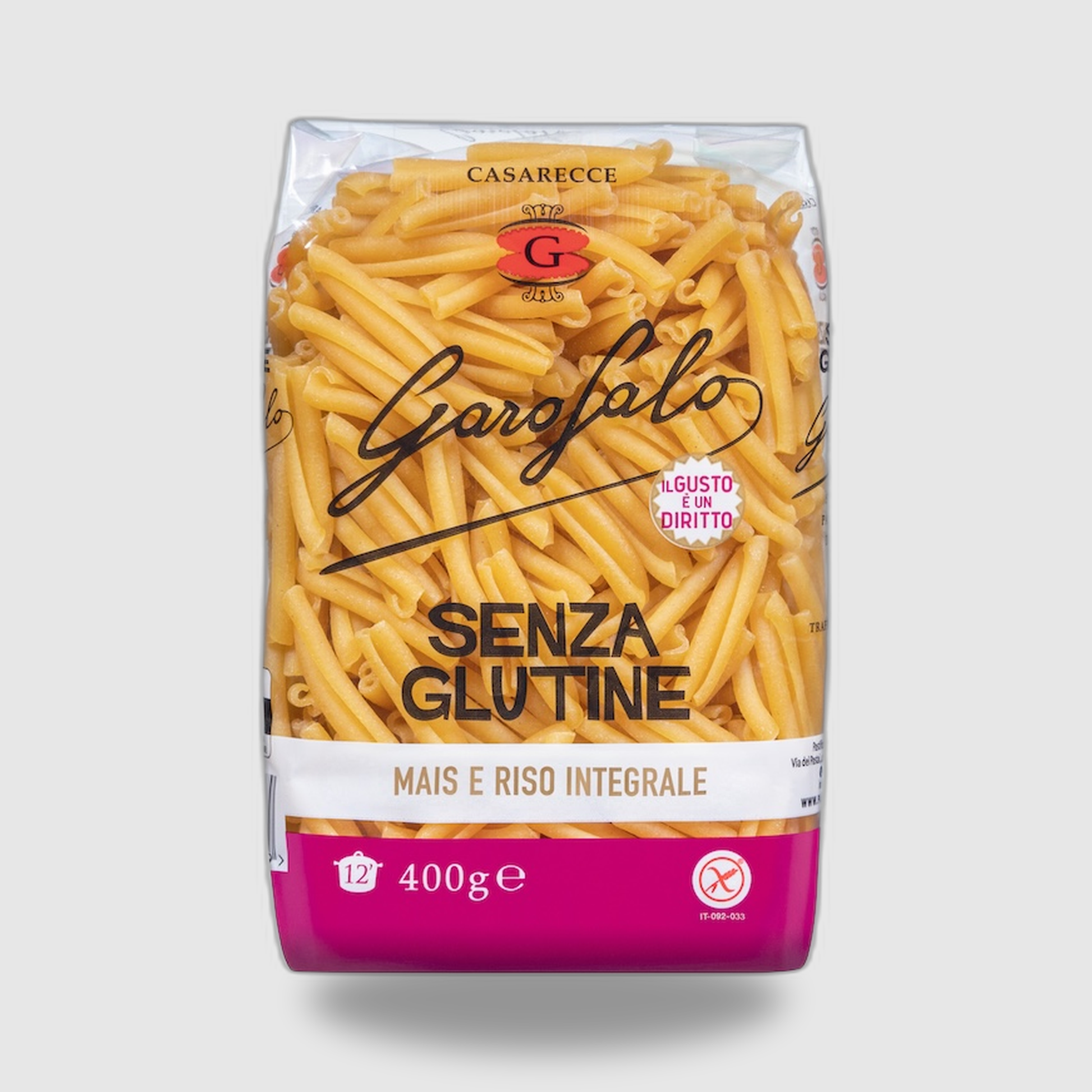 Caserecce Garofalo Senza Glutine 400g - nuovo pack mais e riso integrale