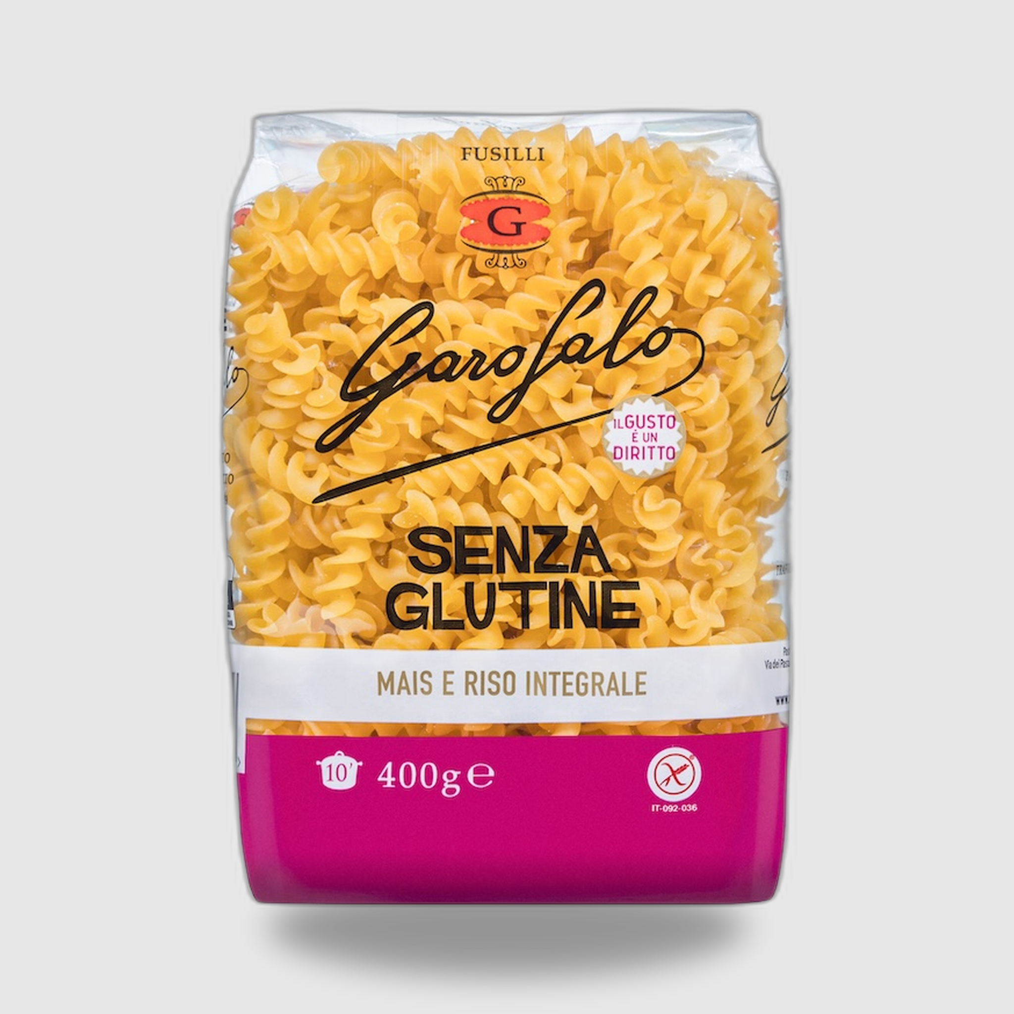 Fusilli Garofalo Senza Glutine 400g - nuovo pack mais e riso integrale