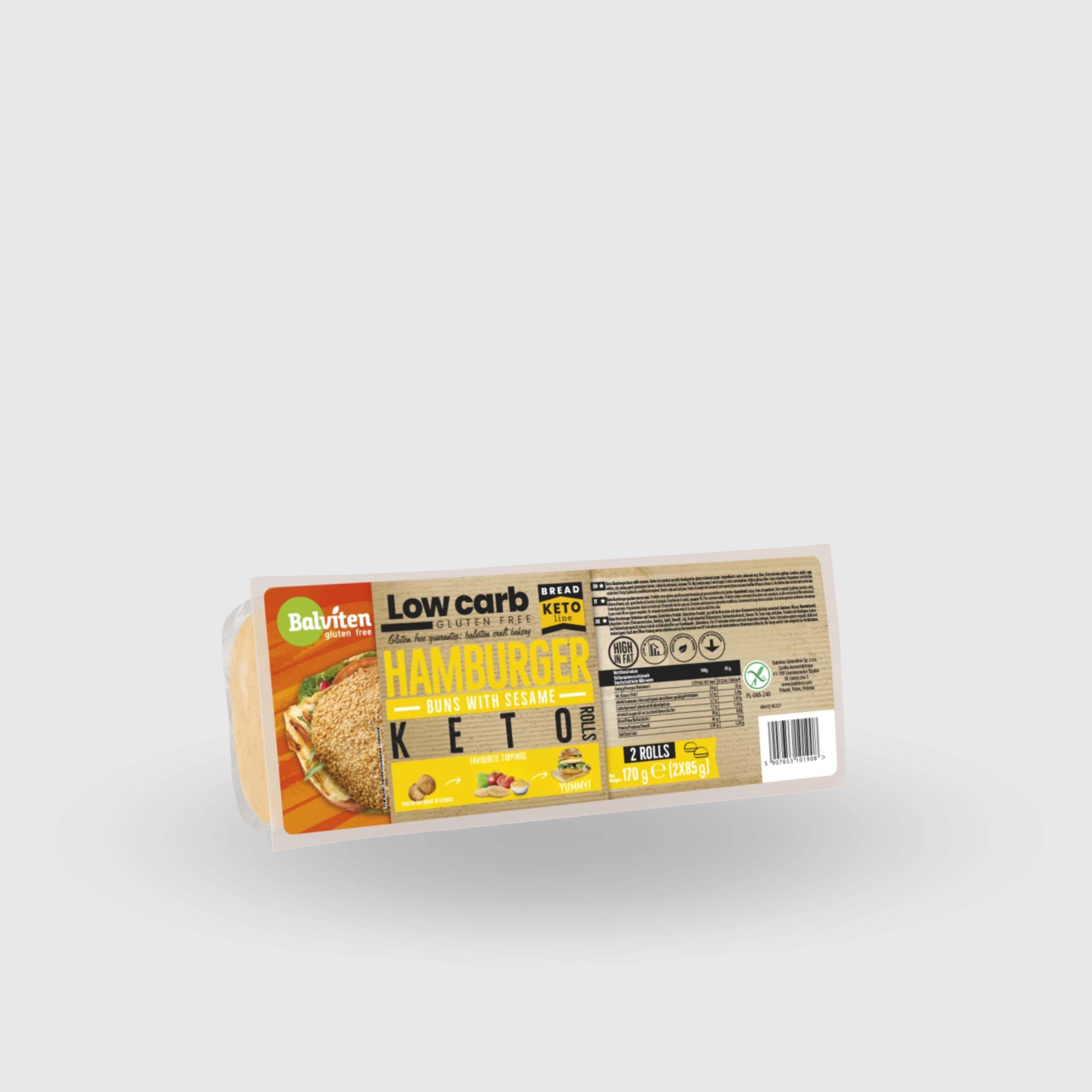 Pain à hamburger KETO au sésame sans gluten 2x85g