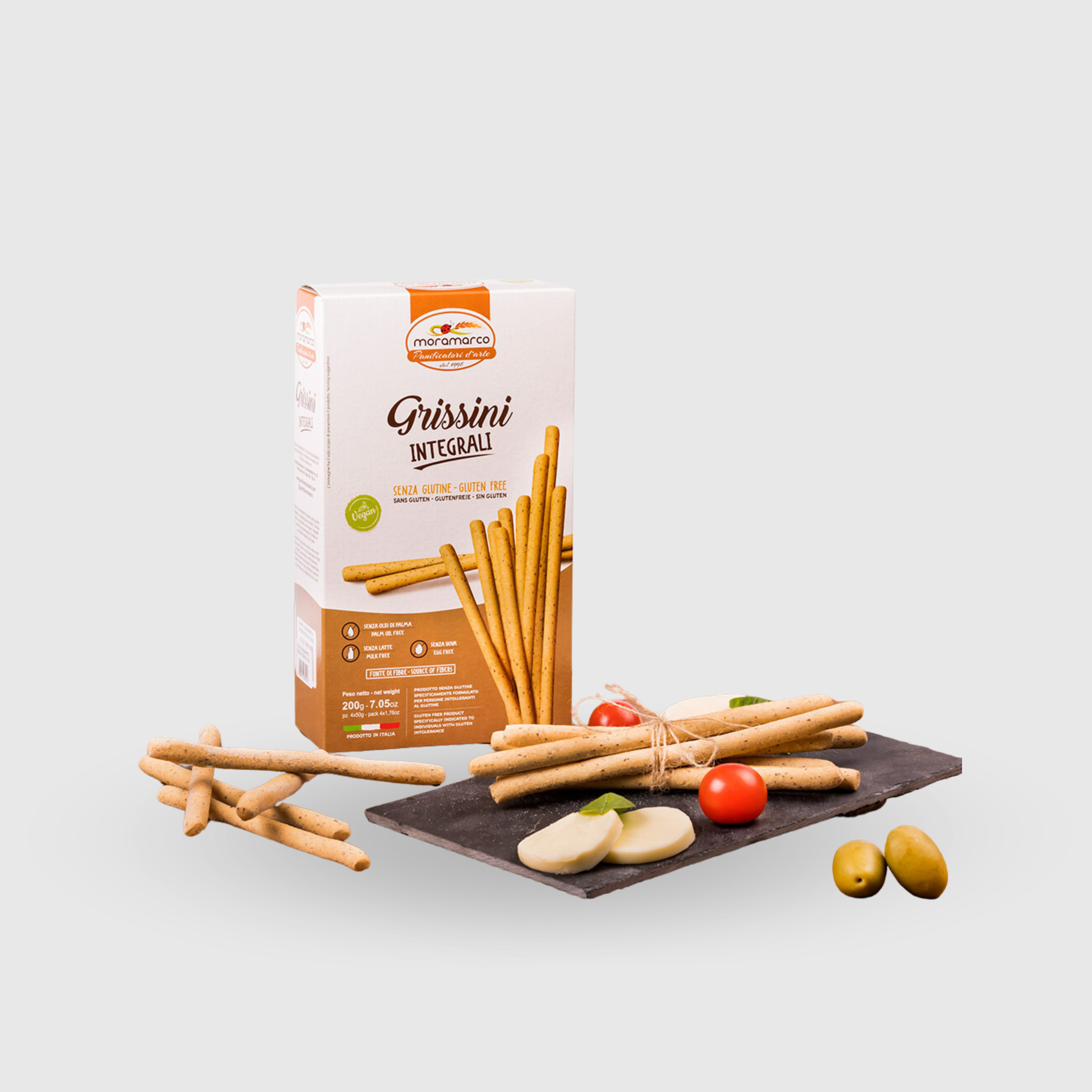 Gressins complets à l'huile d'olive extra vierge végétaliens et sans gluten 200 g (4 x 50 g)