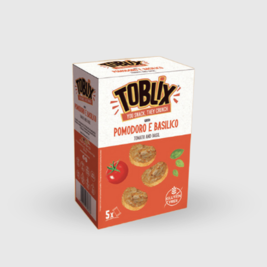 Toblix Crostini Tomato and Basil Flavor Gluten Free Vegan Moramarco 130g