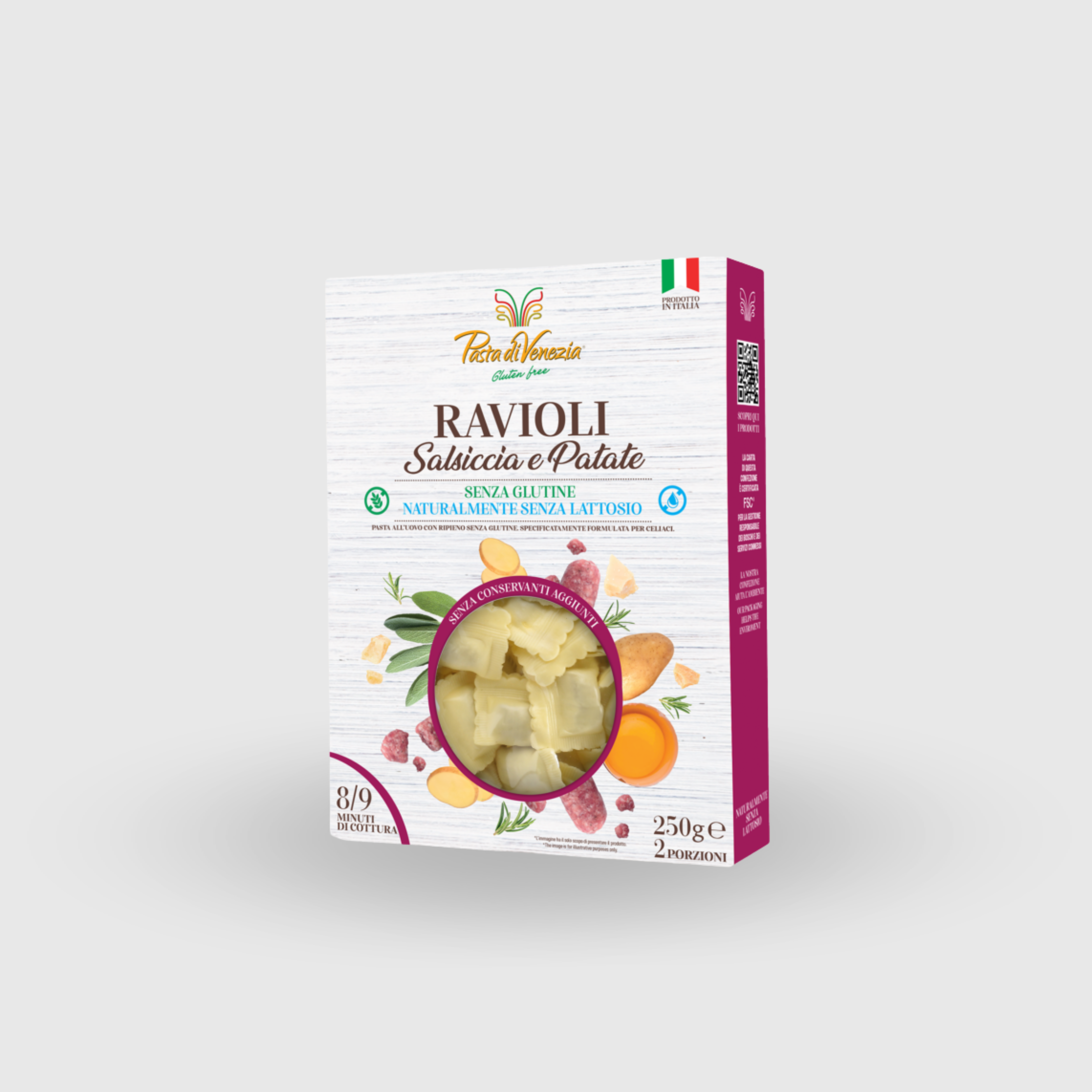 Raviolis Saucisse et Pommes de Terre Sans Gluten et Sans Lactose Pasta di Venezia 250g
