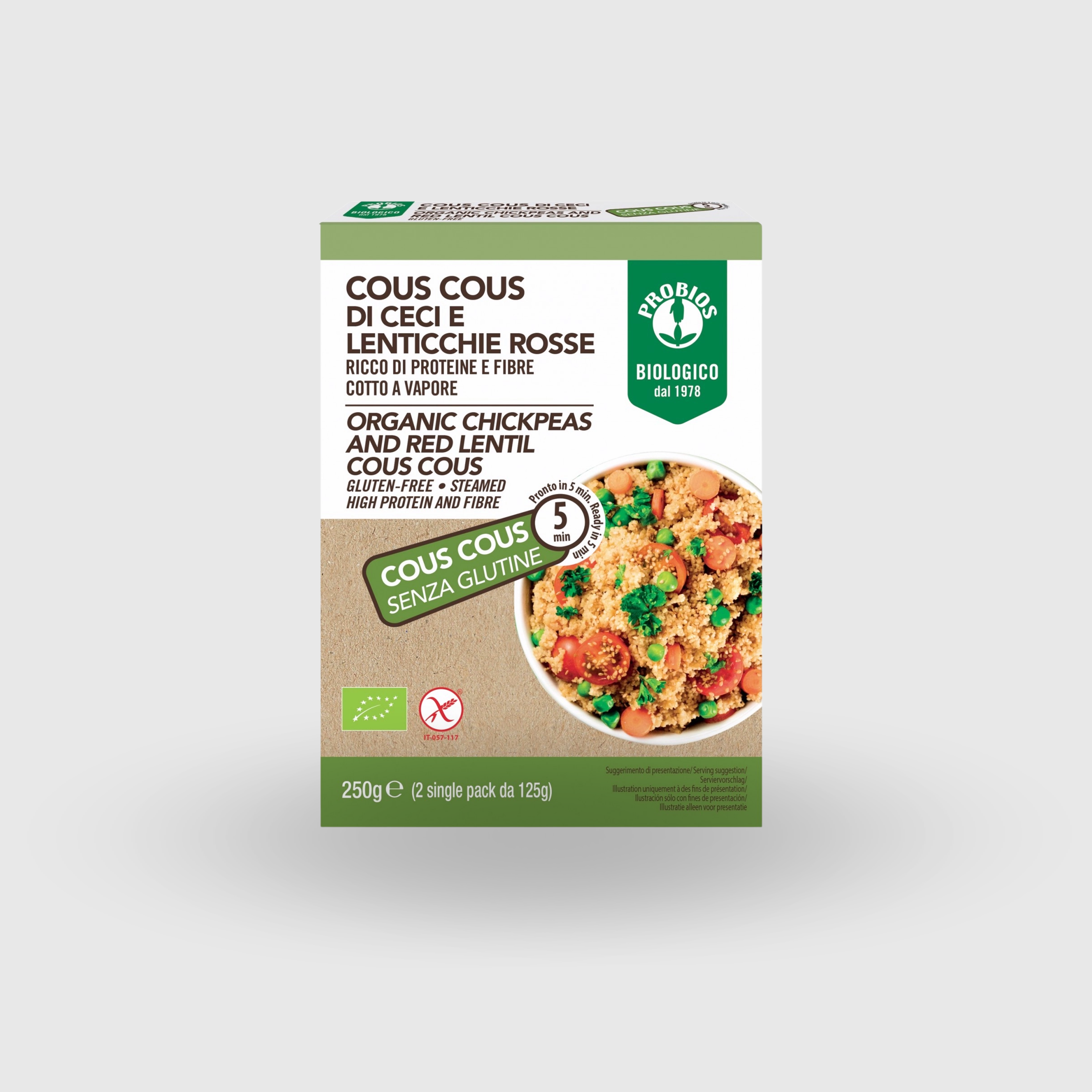 Couscous aux pois chiches et lentilles rouges sans gluten Probios 250 g