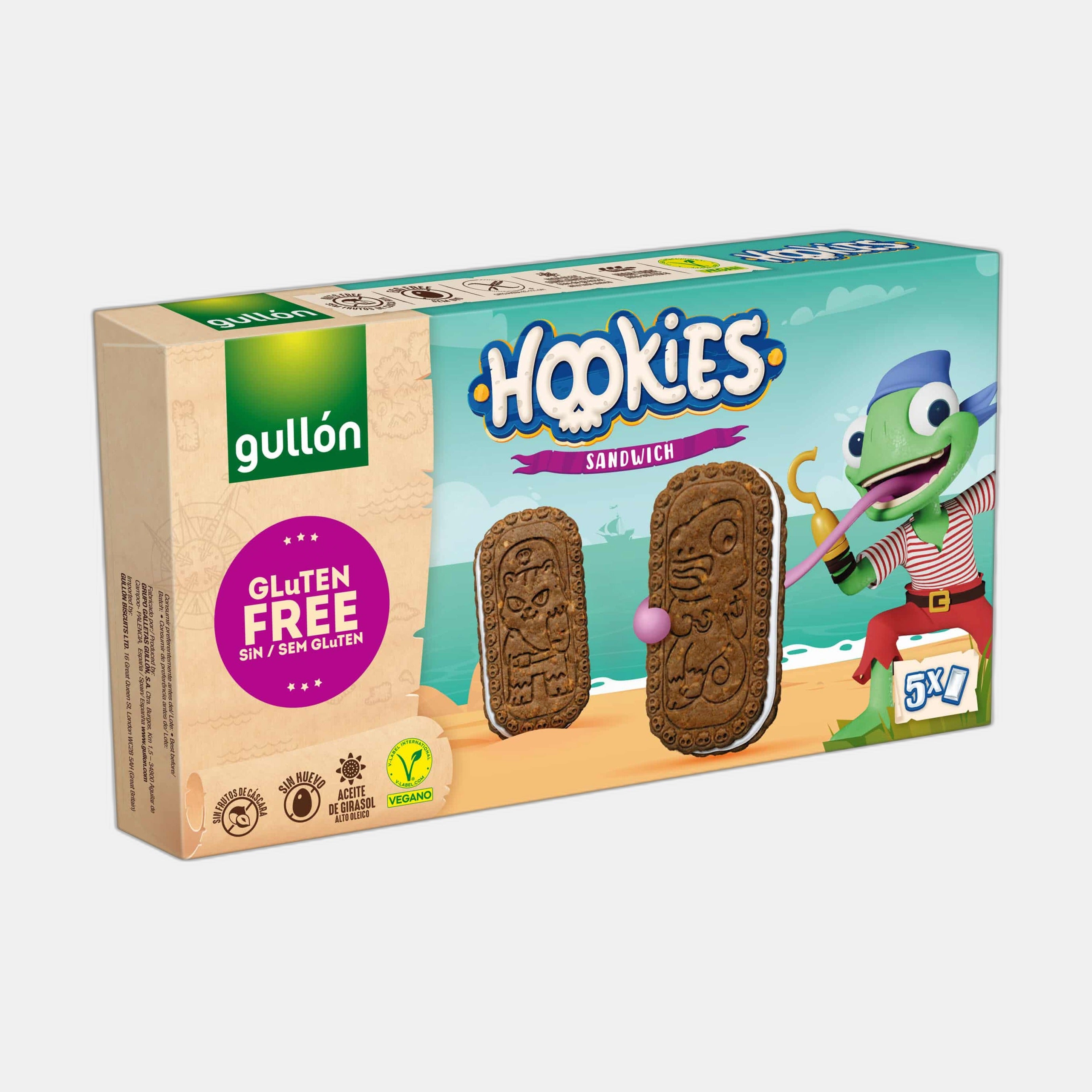 Gullón Hookies Sandwich Crema senza glutine 230g — pack frontale