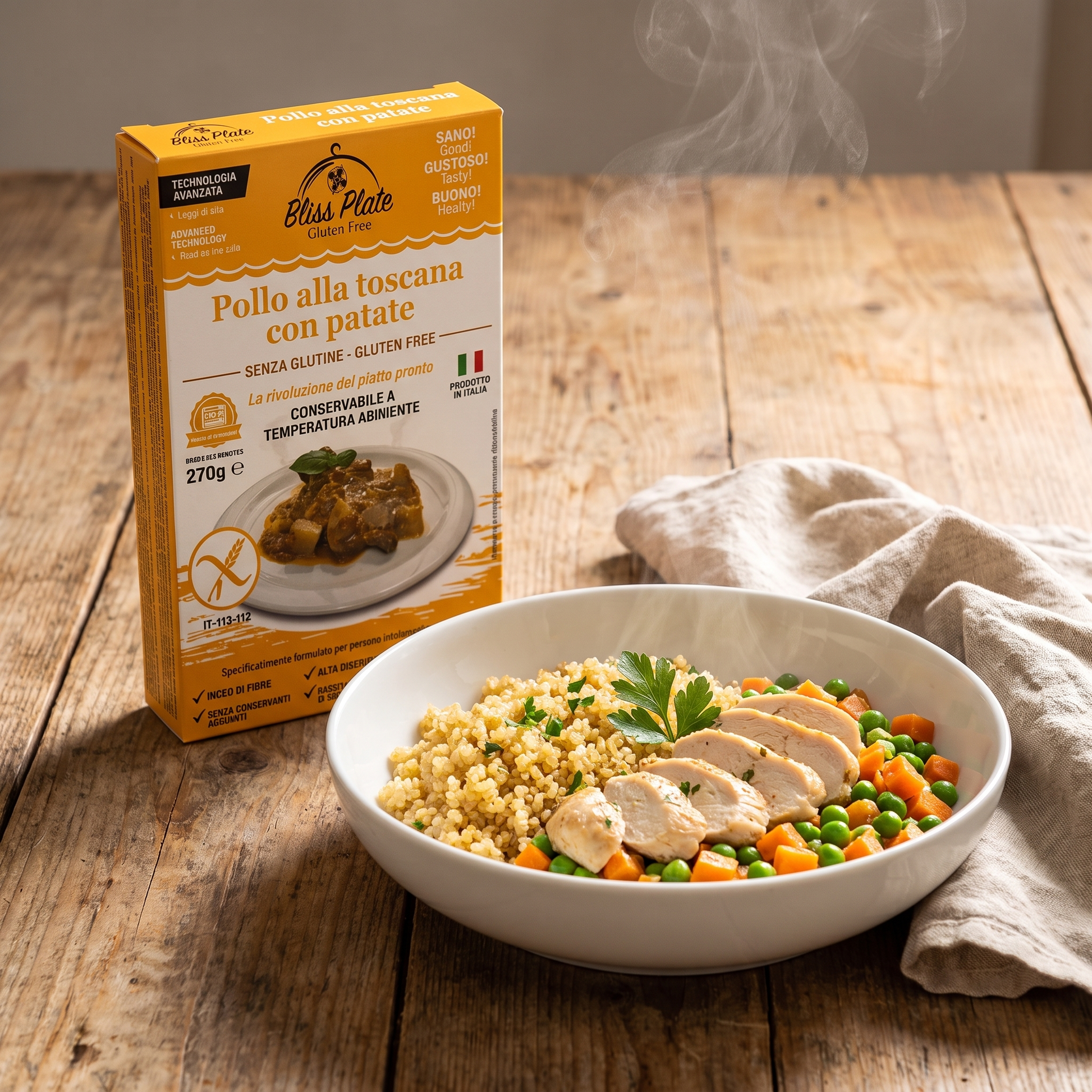 Bliss Plate Quinoa Pollo Piselli Carote - lifestyle bowl