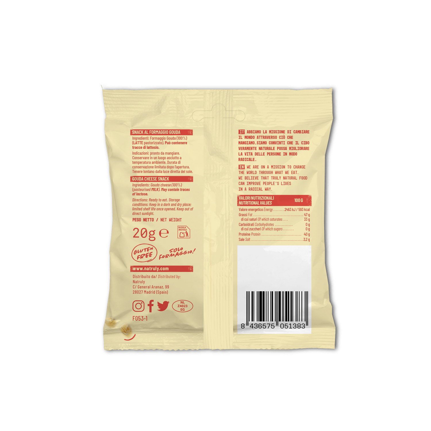 Cheesy Snack 100% Formaggio Gouda - Glusen